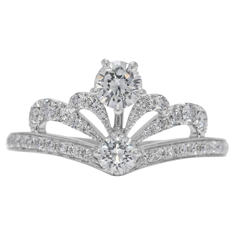 Brilliant 0.83ct Natural Diamond Cluster 18K White Gold Ring