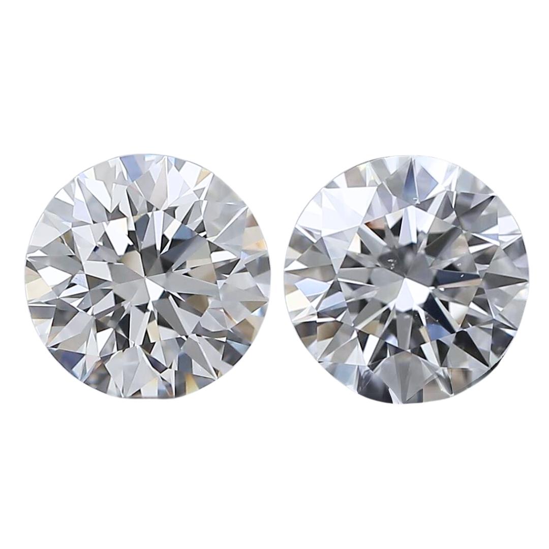 Brilliant 0.85ct Ideal Cut Pair of Diamonds - GIA Certified For Sale 3