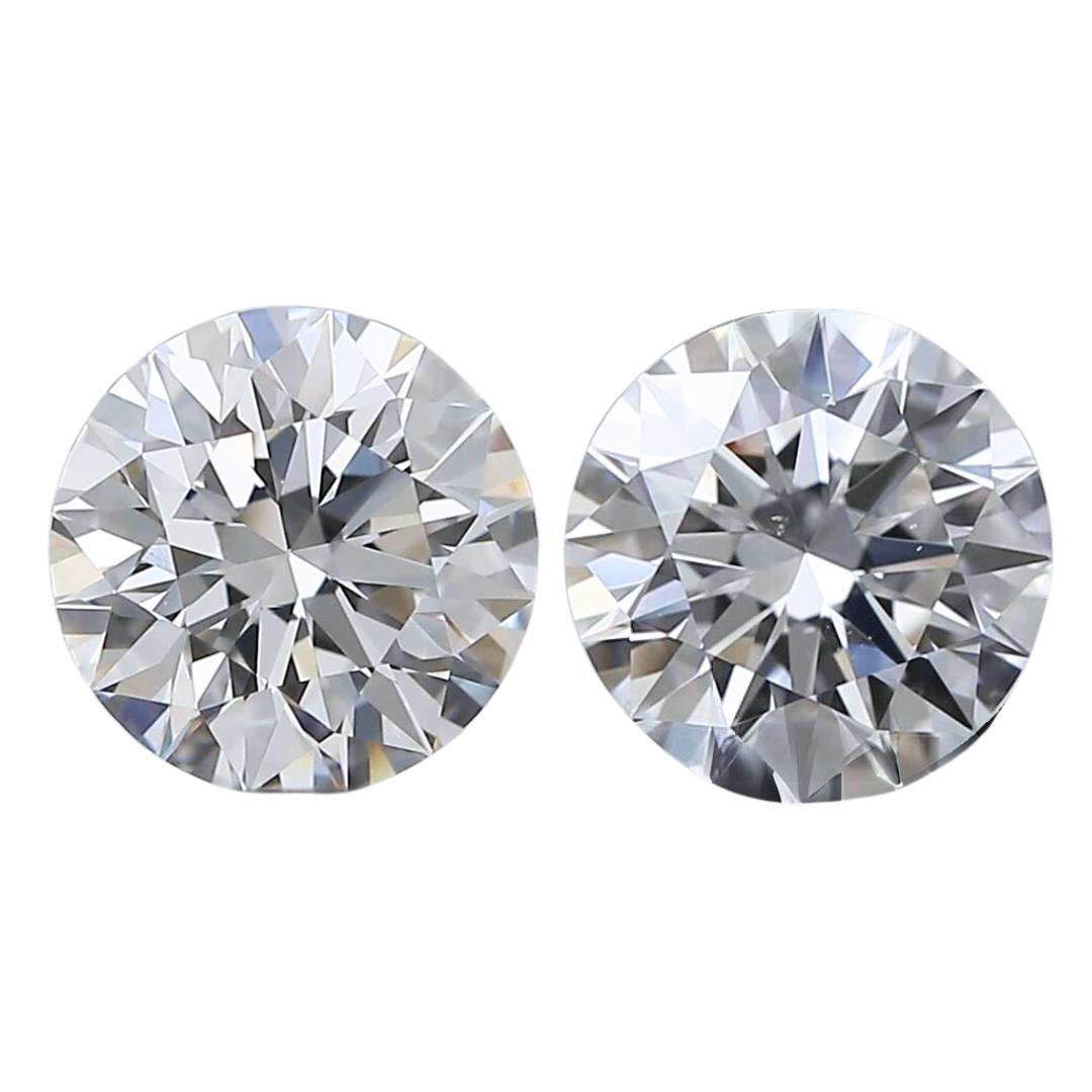 Coppia di diamanti taglio ideale Brilliante 0.85ct - Certificato GIA in vendita 3