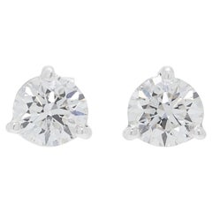 Boucles d'oreilles en or blanc 18 carats avec diamant naturel de 0,86 ct Brilliante