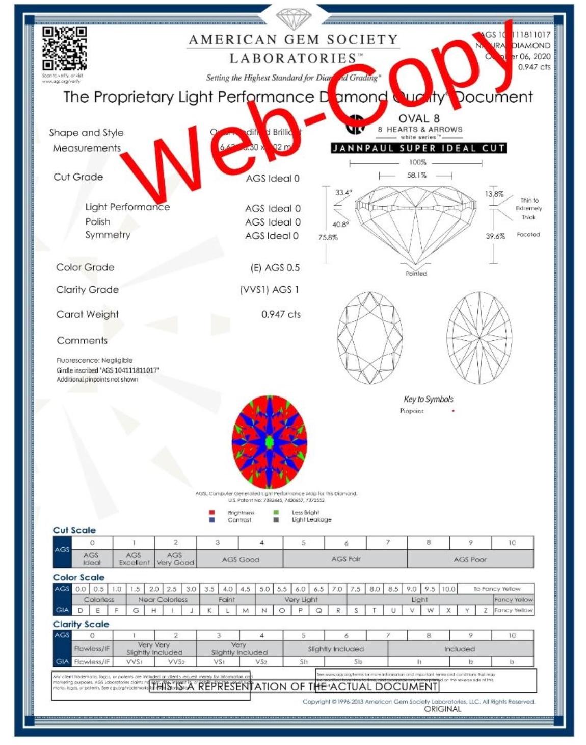 Brilliante 0.94ct Super Ideal Cut Oval Diamond Solitaire in 18K White Gold en vente 4