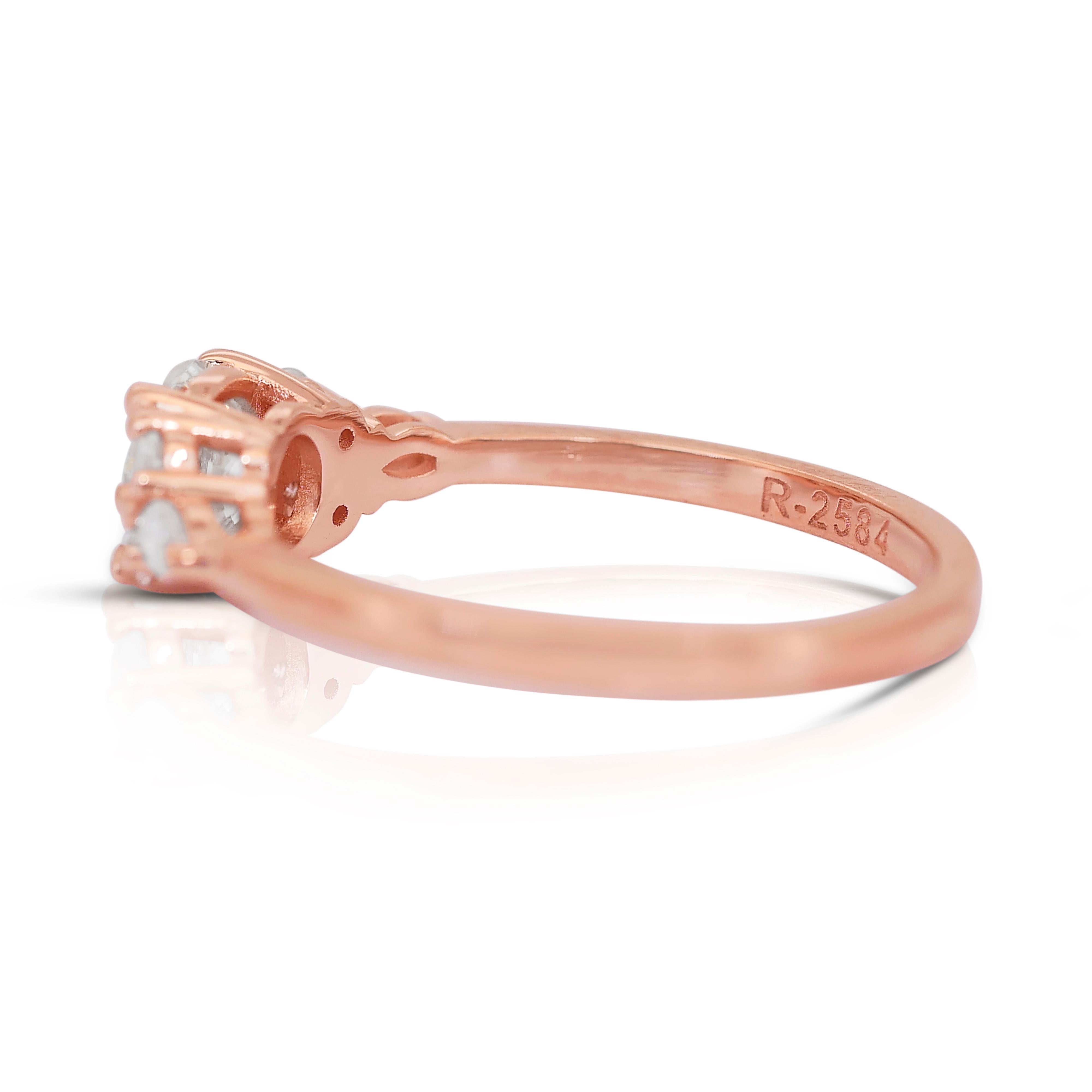 Brilliant 0.97ct Diamonds Pave Ring in 18k Rose Gold - IGI Certified In New Condition For Sale In רמת גן, IL