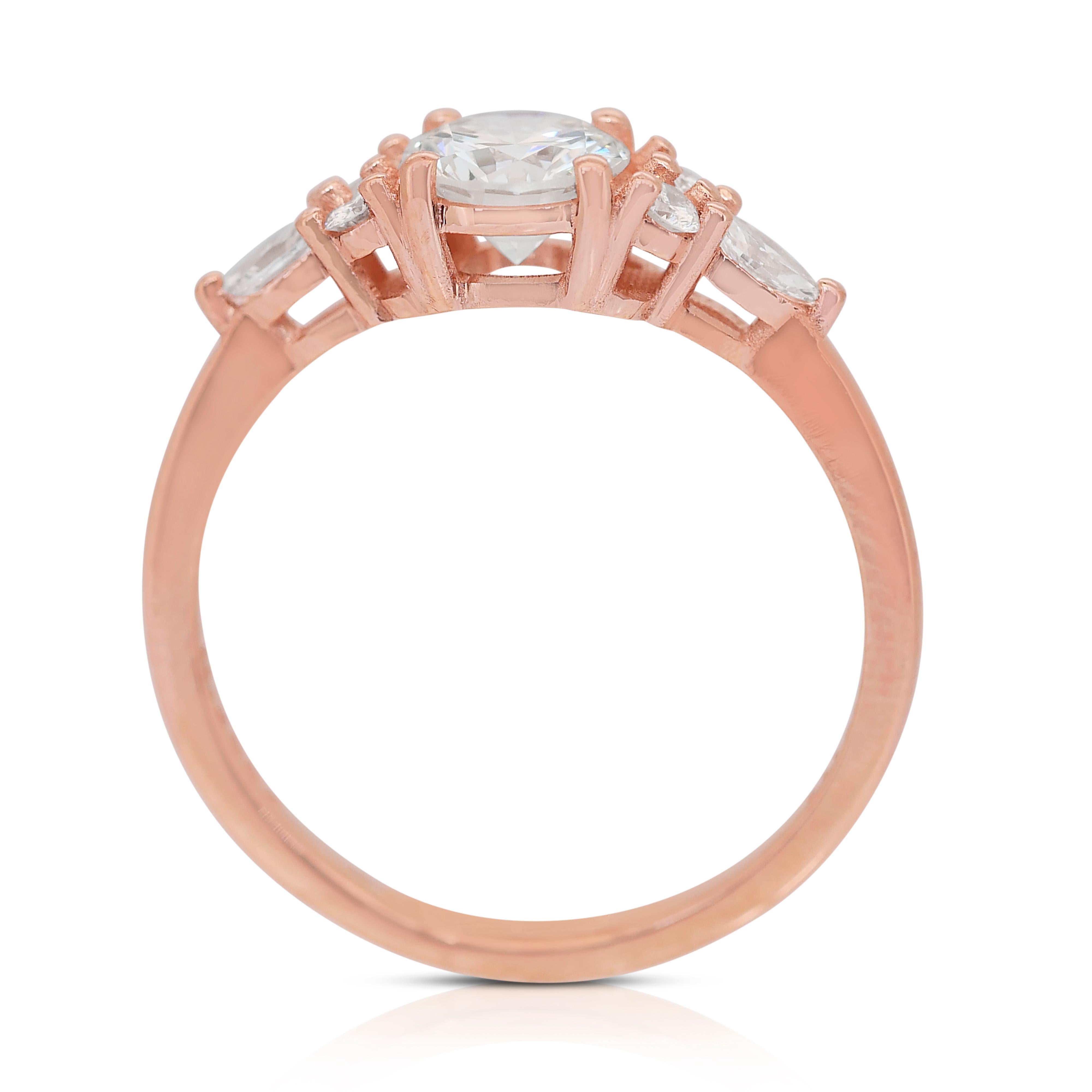 Brilliant 0.97ct Diamonds Pave Ring in 18k Rose Gold - IGI Certified For Sale 3
