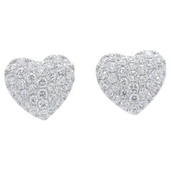 Brilliant 0.99ct Natural Diamond Heart Earrings in 18K White Gold
