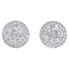 Orecchini a perno con diamante brillante da 1,00ct in oro bianco 18K