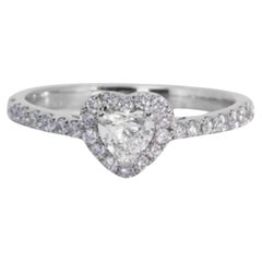 Brilliant 1.01 Carat Heart Diamond Ring Side Stones in 18K White Gold