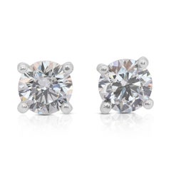 Pendientes de oro blanco de 18 quilates con diamantes brillantes de 1,01 ct - Certificado IGI