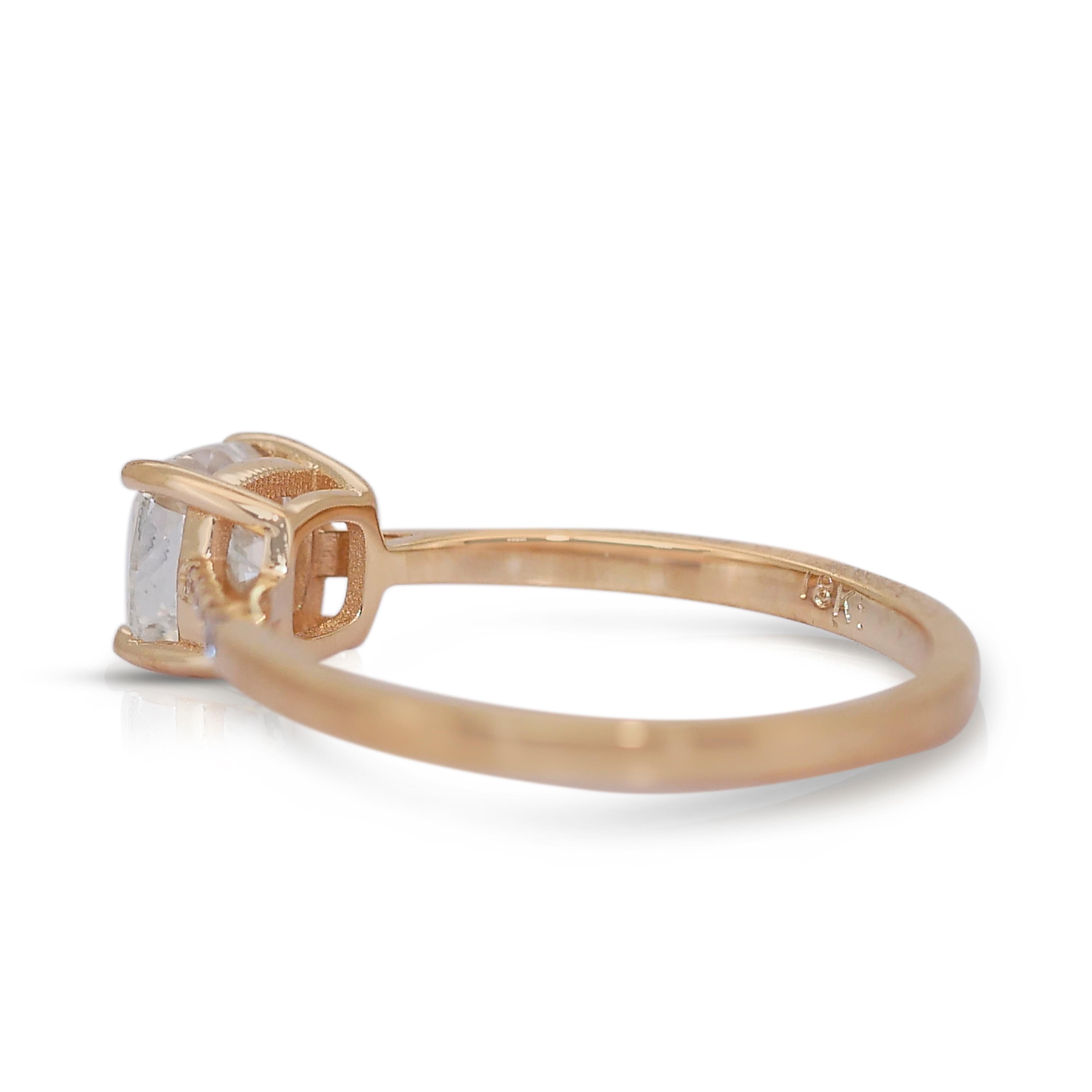Cushion Cut Brilliant 1.08ct Diamonds Pave Ring in 18k Yellow Gold - IGI Certified