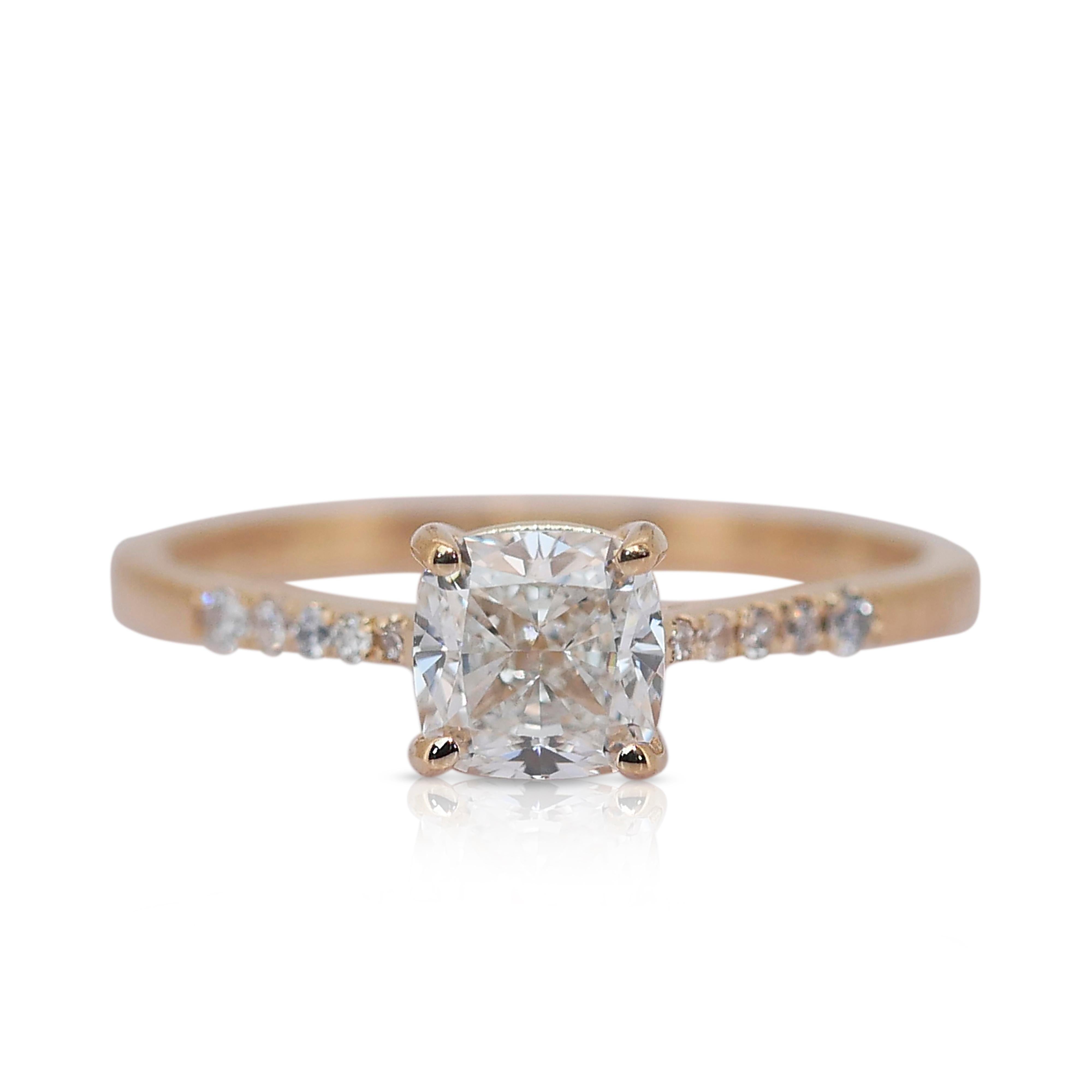Brilliant 1.08ct Diamonds Pave Ring in 18k Yellow Gold - IGI Certified In New Condition In רמת גן, IL