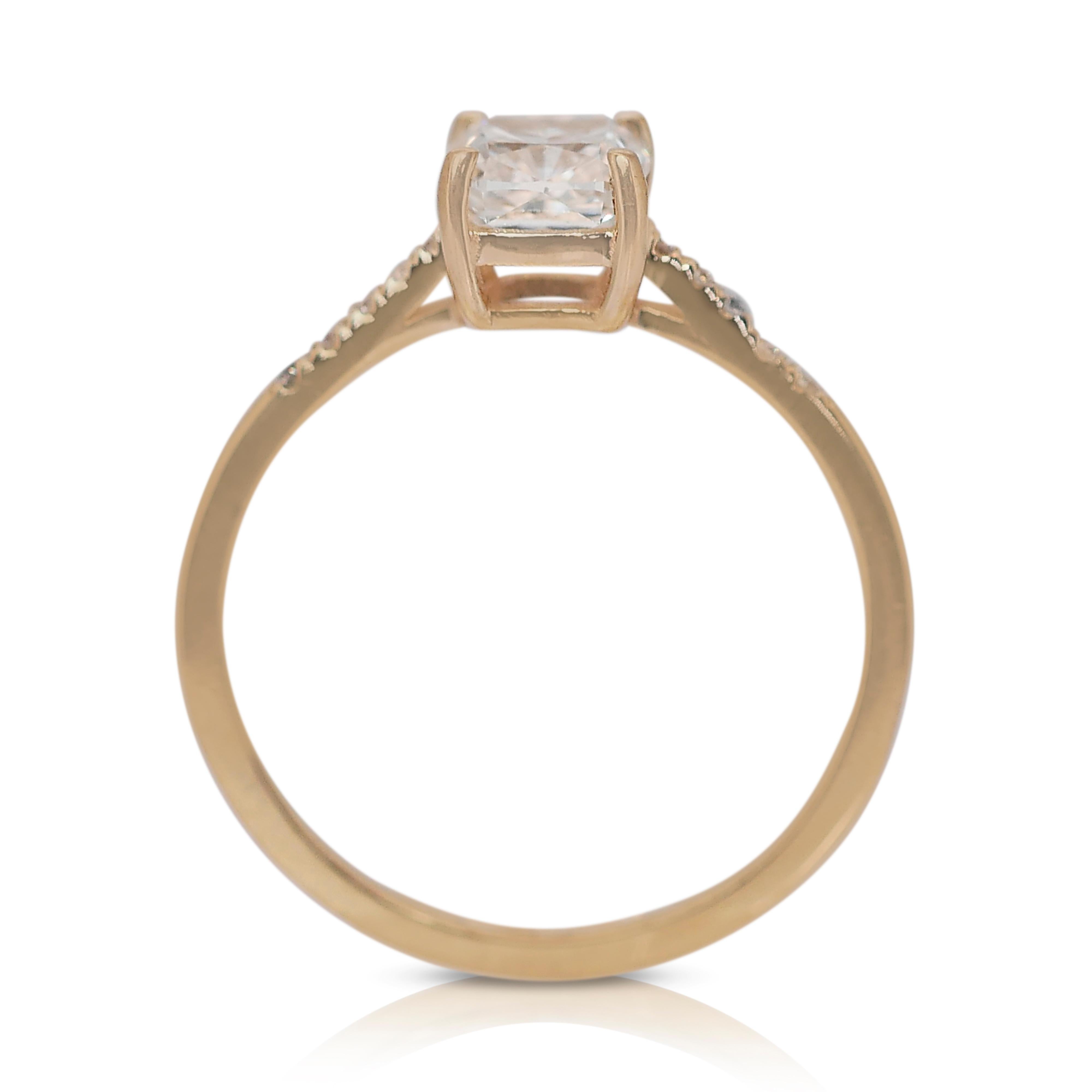 Brilliant 1.08ct Diamonds Pave Ring in 18k Yellow Gold - IGI Certified 1