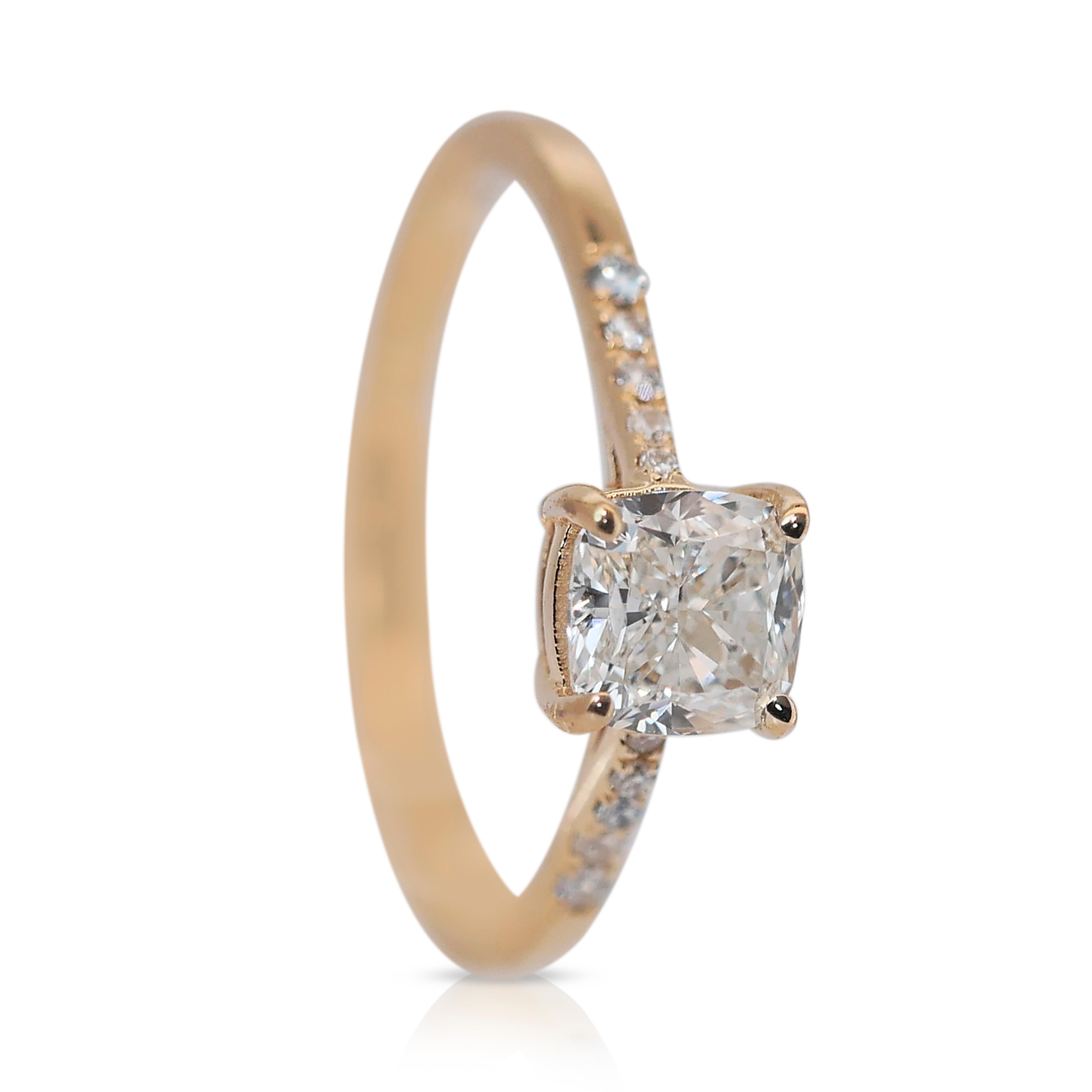 Brilliant 1.08ct Diamonds Pave Ring in 18k Yellow Gold - IGI Certified 3