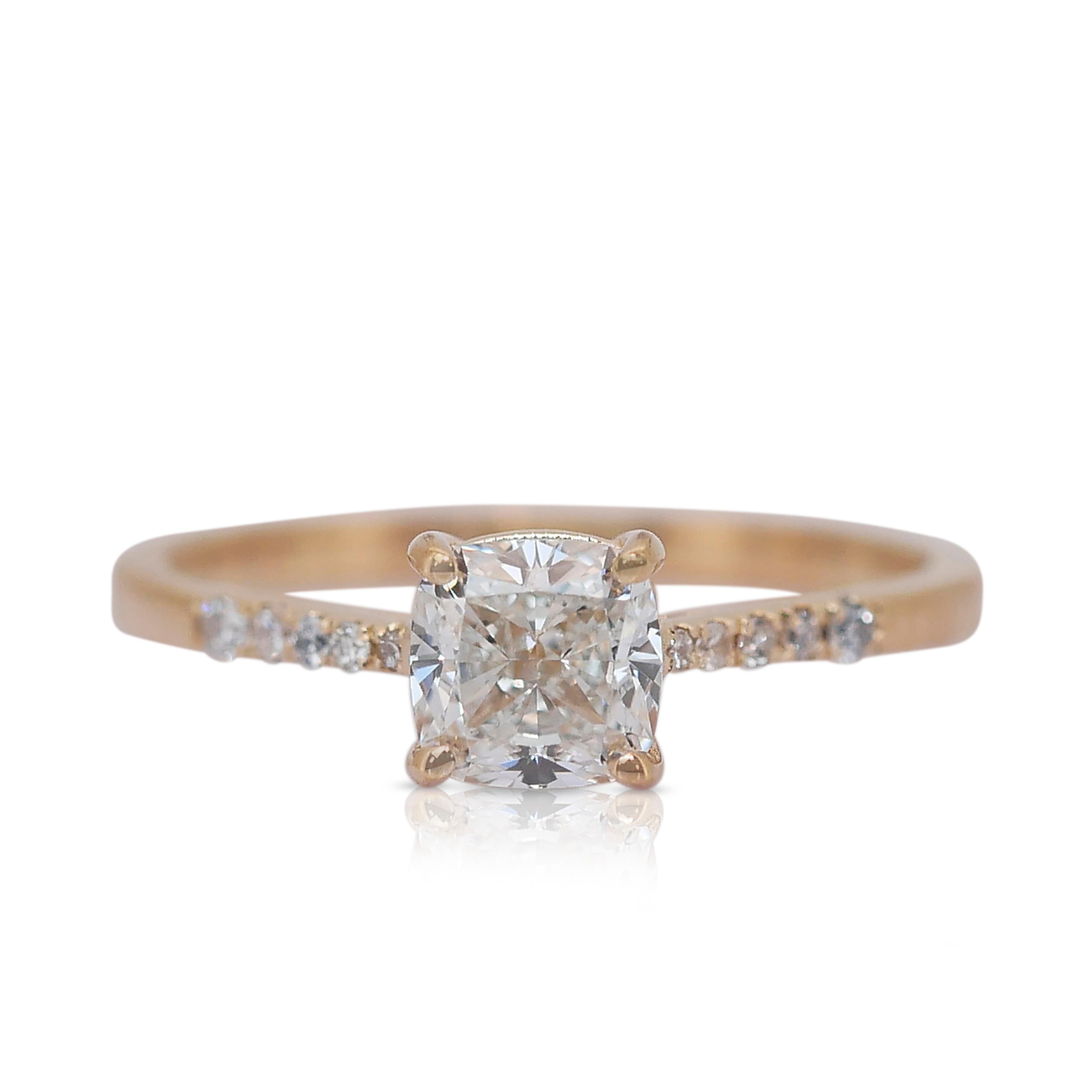 Brilliant 1.08ct Diamonds Pave Ring in 18k Yellow Gold - IGI Certified 4