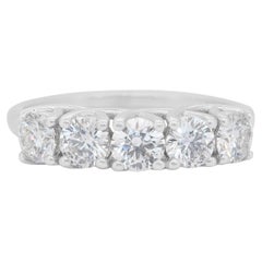 Brilliant 1.12ct Diamonds 5-Stones Ring in 18k White Gold - IGI Certified