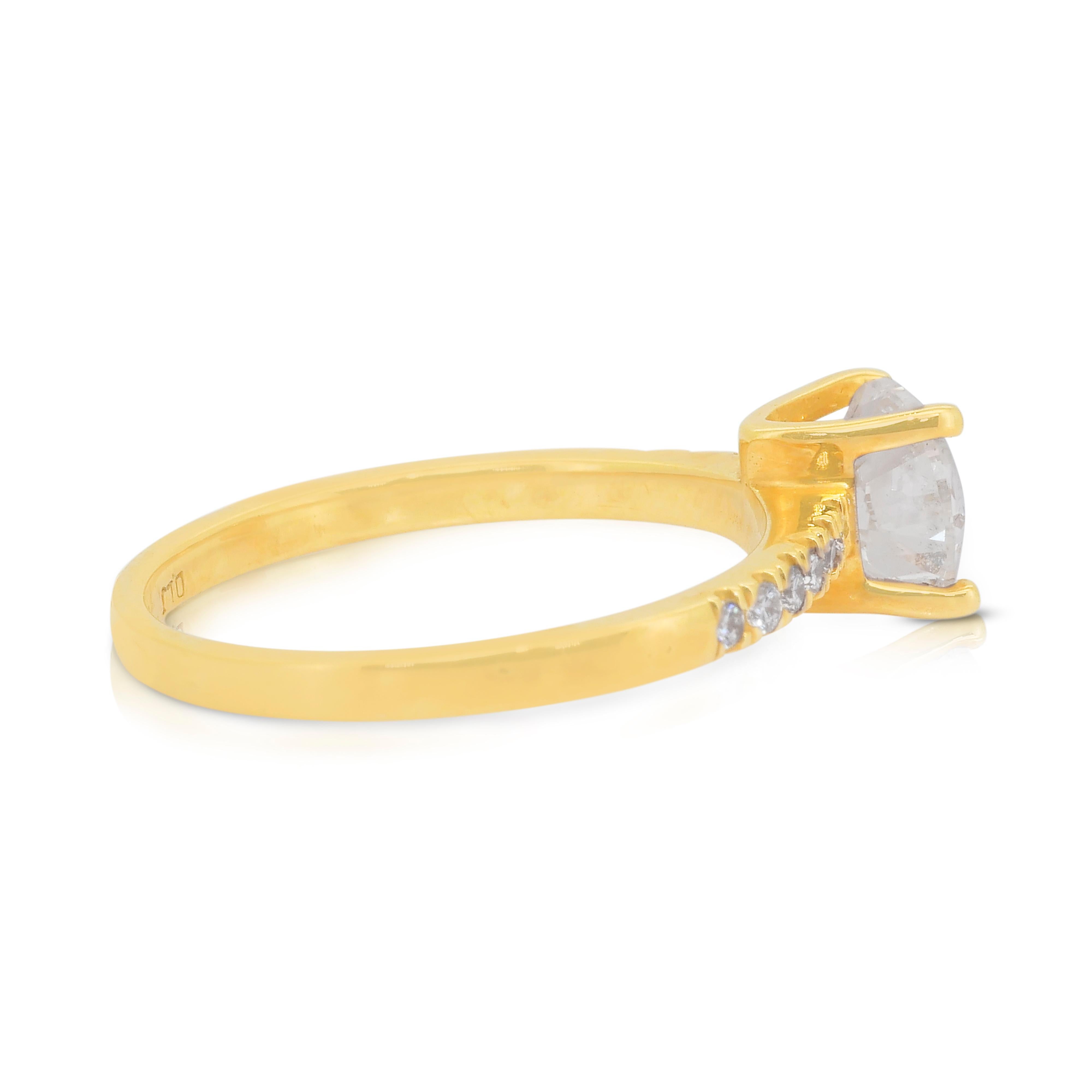 Bague en or jaune 18 carats avec diamants pavés de 1,19 carat, certifiée IGI Pour femmes en vente