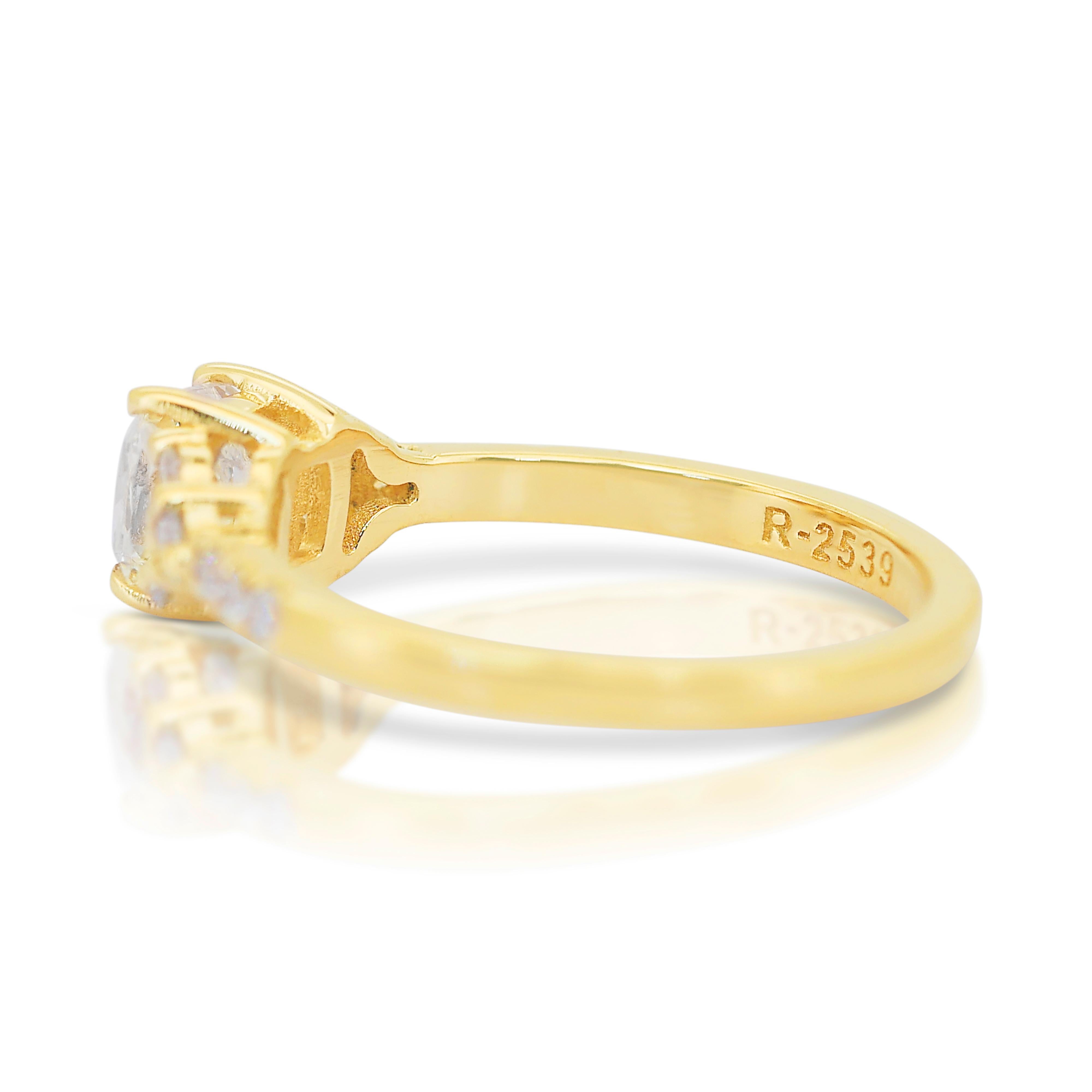 Brillant 1,20ct Diamanten Pave Ring in 18k Gelbgold - IGI zertifiziert im Zustand „Neu“ in רמת גן, IL