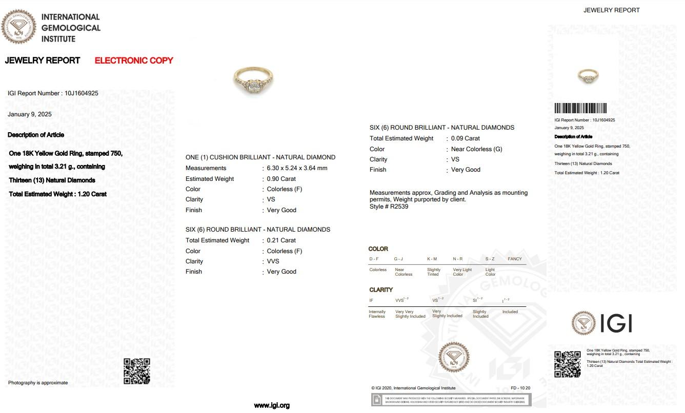 Brillant 1,20ct Diamanten Pave Ring in 18k Gelbgold - IGI zertifiziert Damen