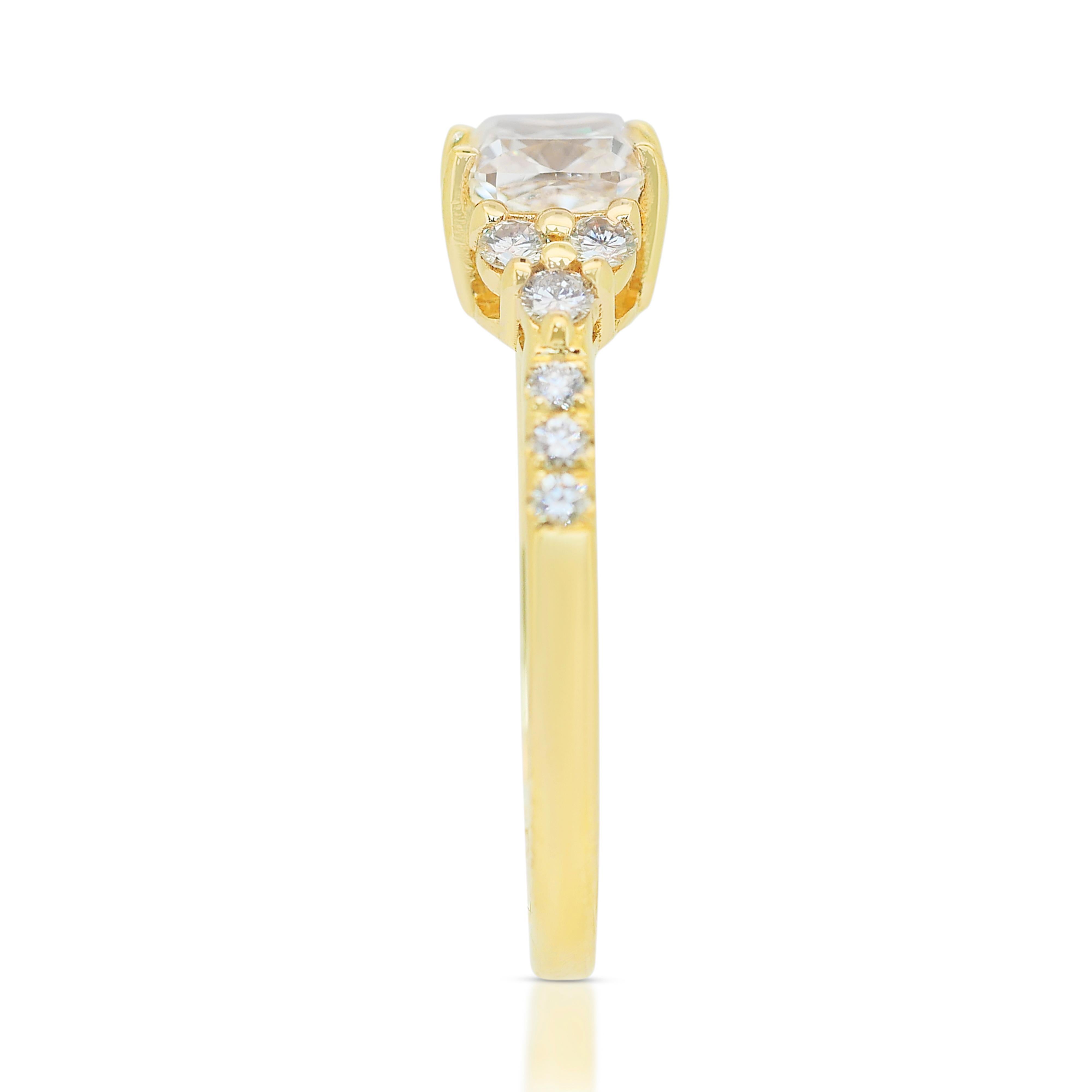 Brillant 1,20ct Diamanten Pave Ring in 18k Gelbgold - IGI zertifiziert 1