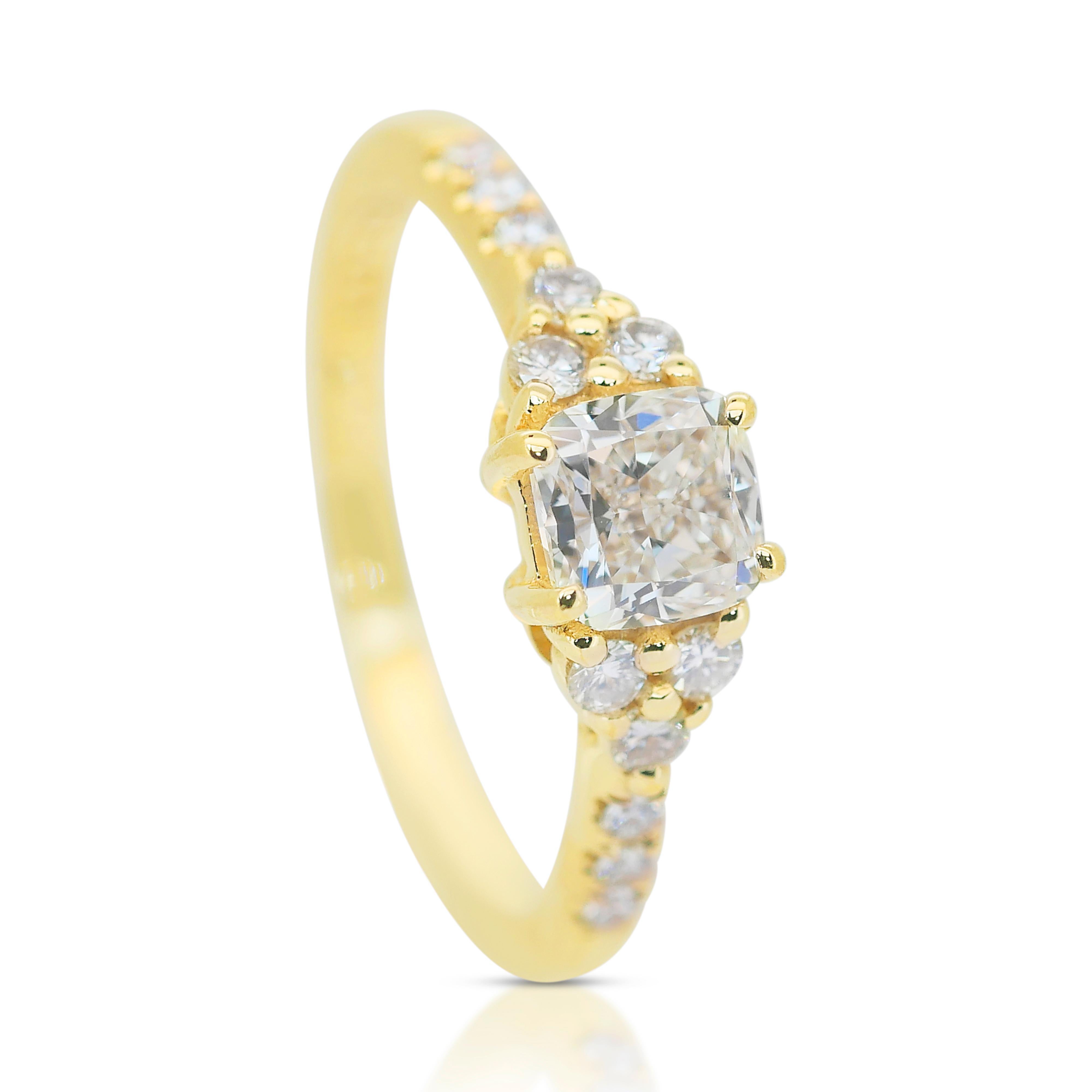 Brillant 1,20ct Diamanten Pave Ring in 18k Gelbgold - IGI zertifiziert 2
