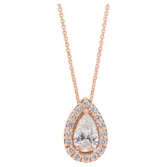 Brilliant 1.24ct Diamonds Necklace with Pendant in 18k Rose Gold - IGI Certified Brilliant 1.24ct Diamonds Necklace with Pendant in 18k Rose Gold - IGI Certified