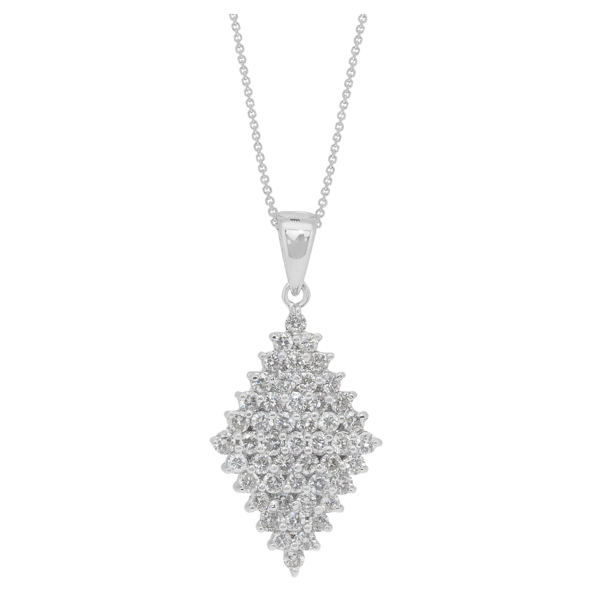 Brilliant 1.26ct Diamonds Necklace with Pendant in 18k White Gold