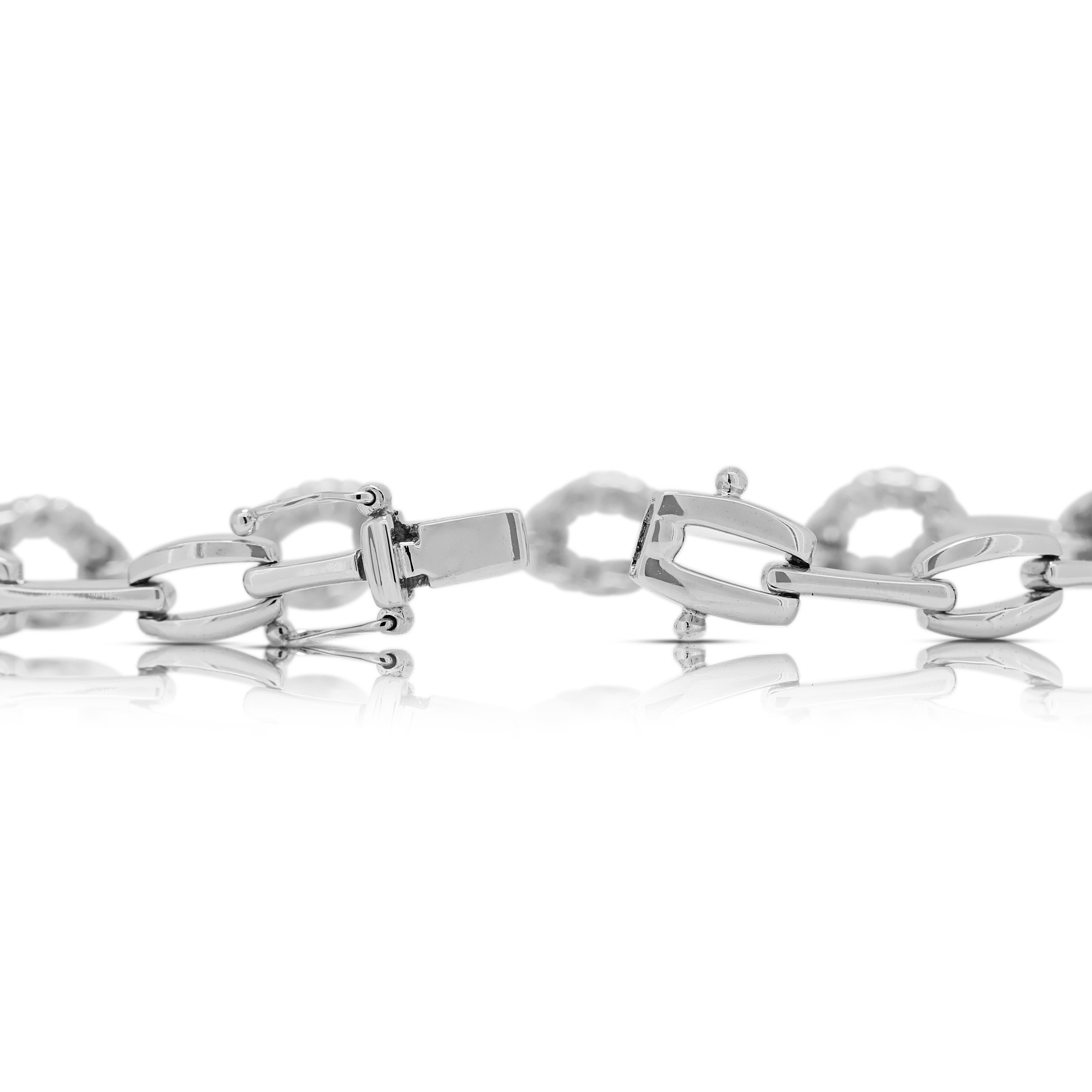 Brilliant 1.2ct Natural Diamond Bracelet in 18K White Gold For Sale 2