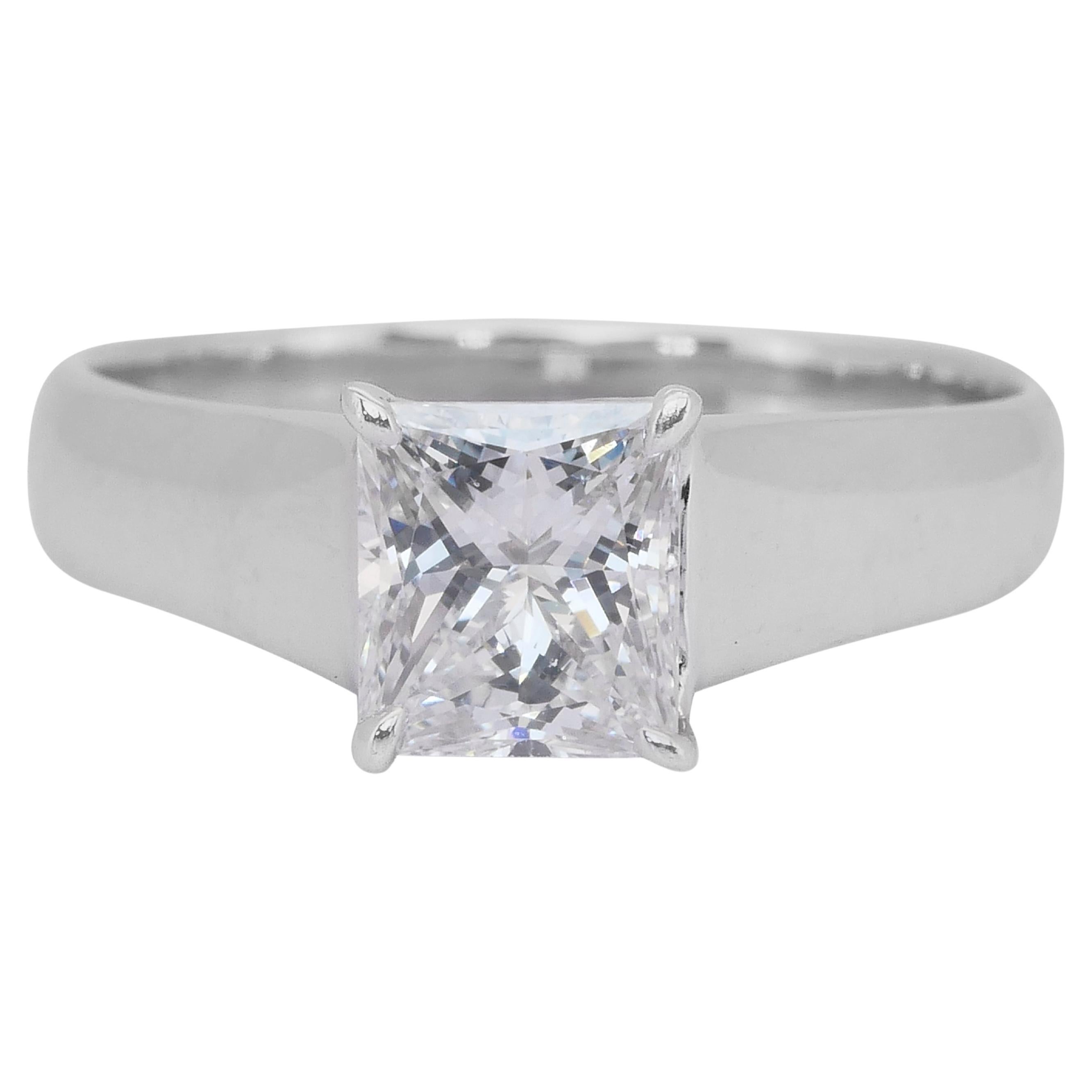 Brilliant 1.30ct Diamond Solitaire Ring in 18k White Gold - IGI Certified