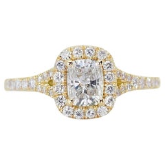 Brilliante 1.33ct Diamond Halo Ring in 18k Yellow Gold - GIA Certified