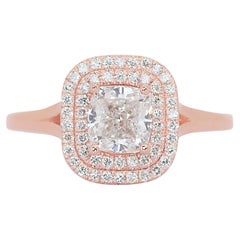 Brilliant 1.33ct Double Excellent Ideal Cut Diamonds Double Halo Ring