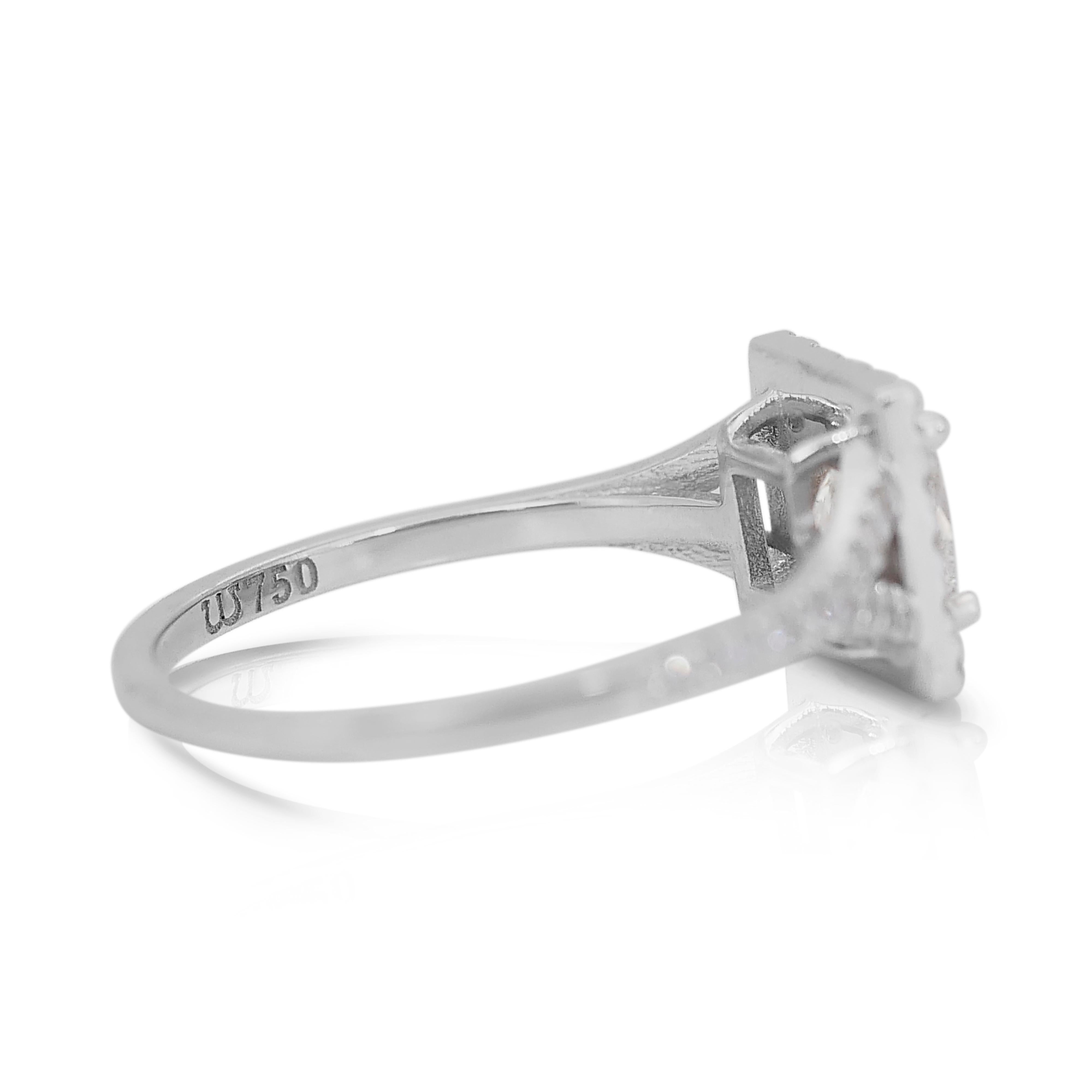 Square Cut Brilliant 1.36ct Diamonds Halo Ring in 18k White Gold - GIA Certified