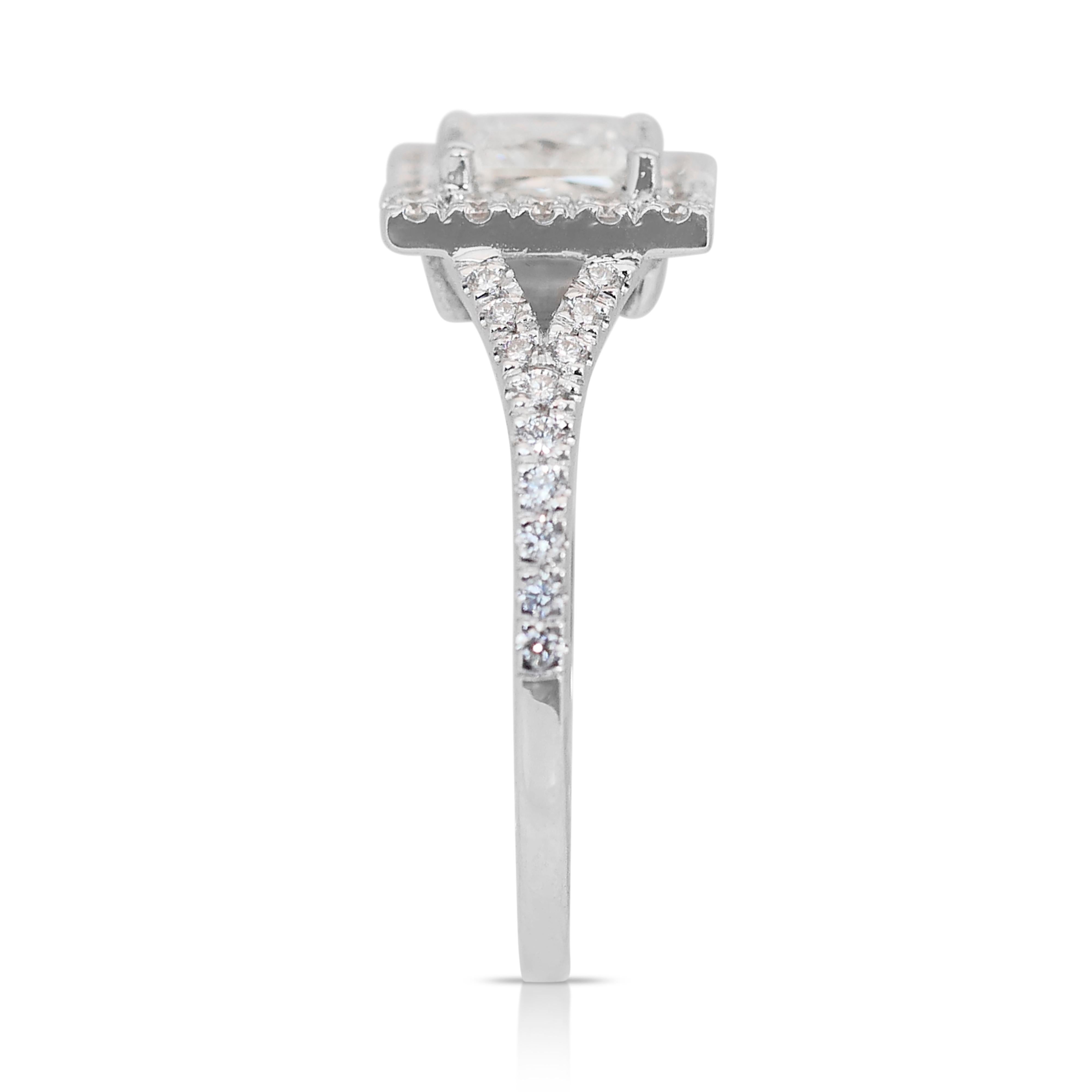 Brilliant 1.36ct Diamonds Halo Ring in 18k White Gold - GIA Certified 2