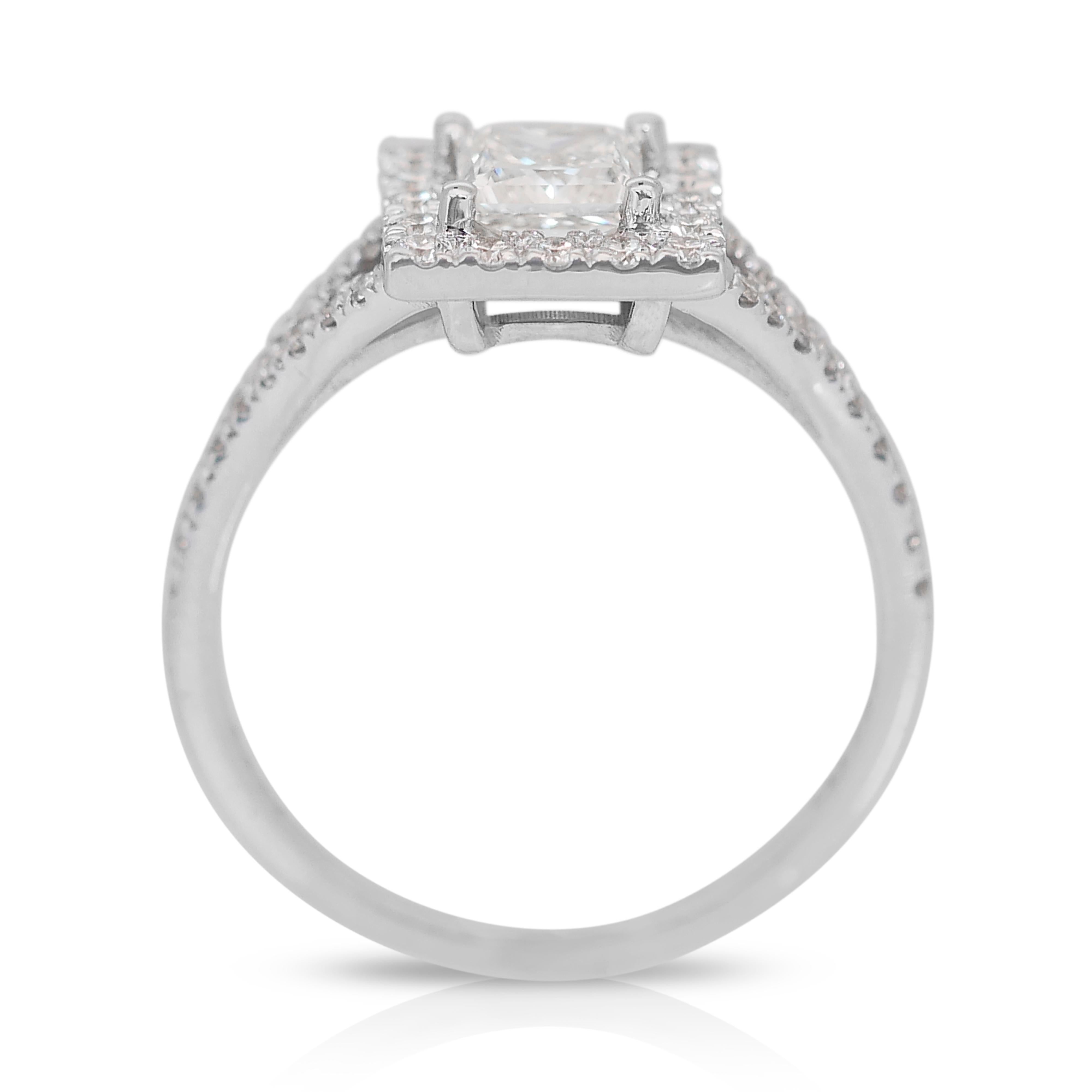 Brilliant 1.36ct Diamonds Halo Ring in 18k White Gold - GIA Certified 3