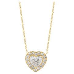 Brilliant 1.38ct Diamonds Necklace with Heart Pendant in 18k Yellow Gold - IGI