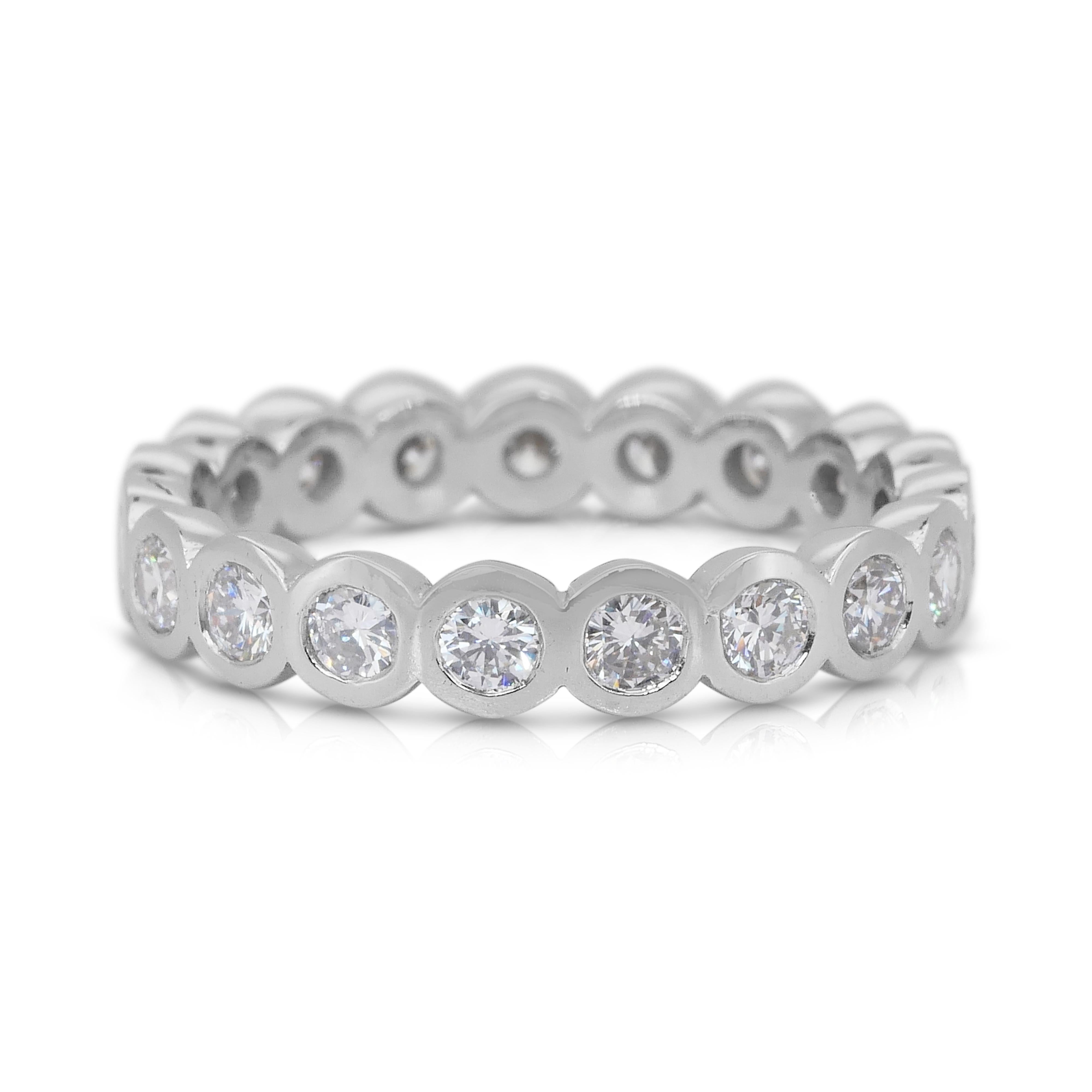 Bague d
éternité en or blanc 18 carats, diamants brillants de 1,40 ct - certifié IGI