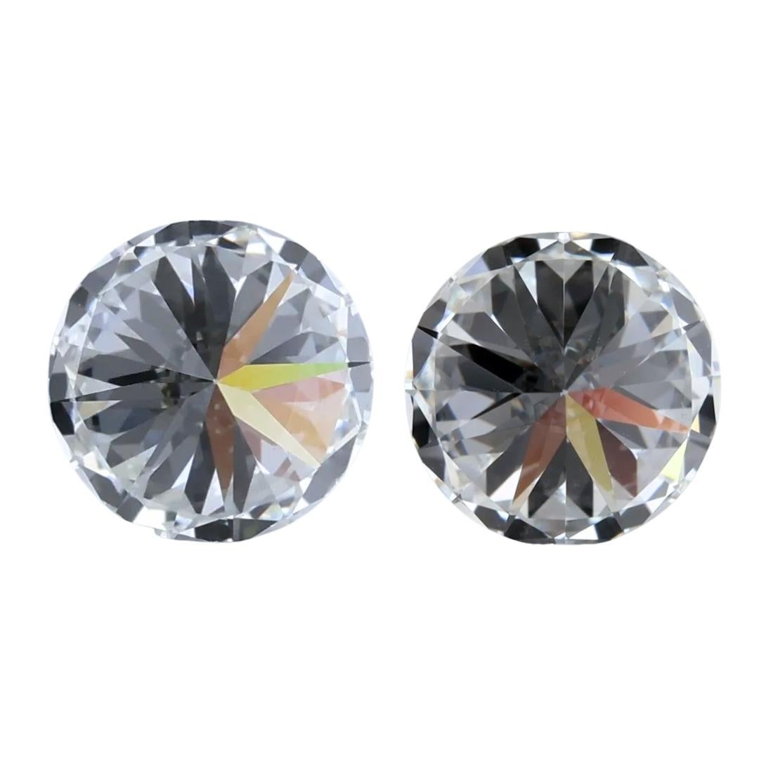 Coppia di diamanti rotondi e brillanti da 1,41 carati - certificati GIA in vendita 1