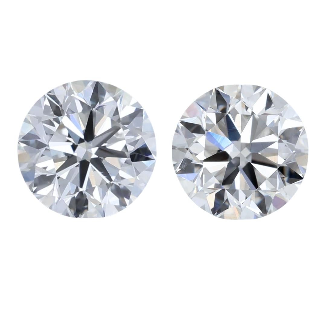 Coppia di diamanti rotondi e brillanti da 1,41 carati - certificati GIA in vendita 3