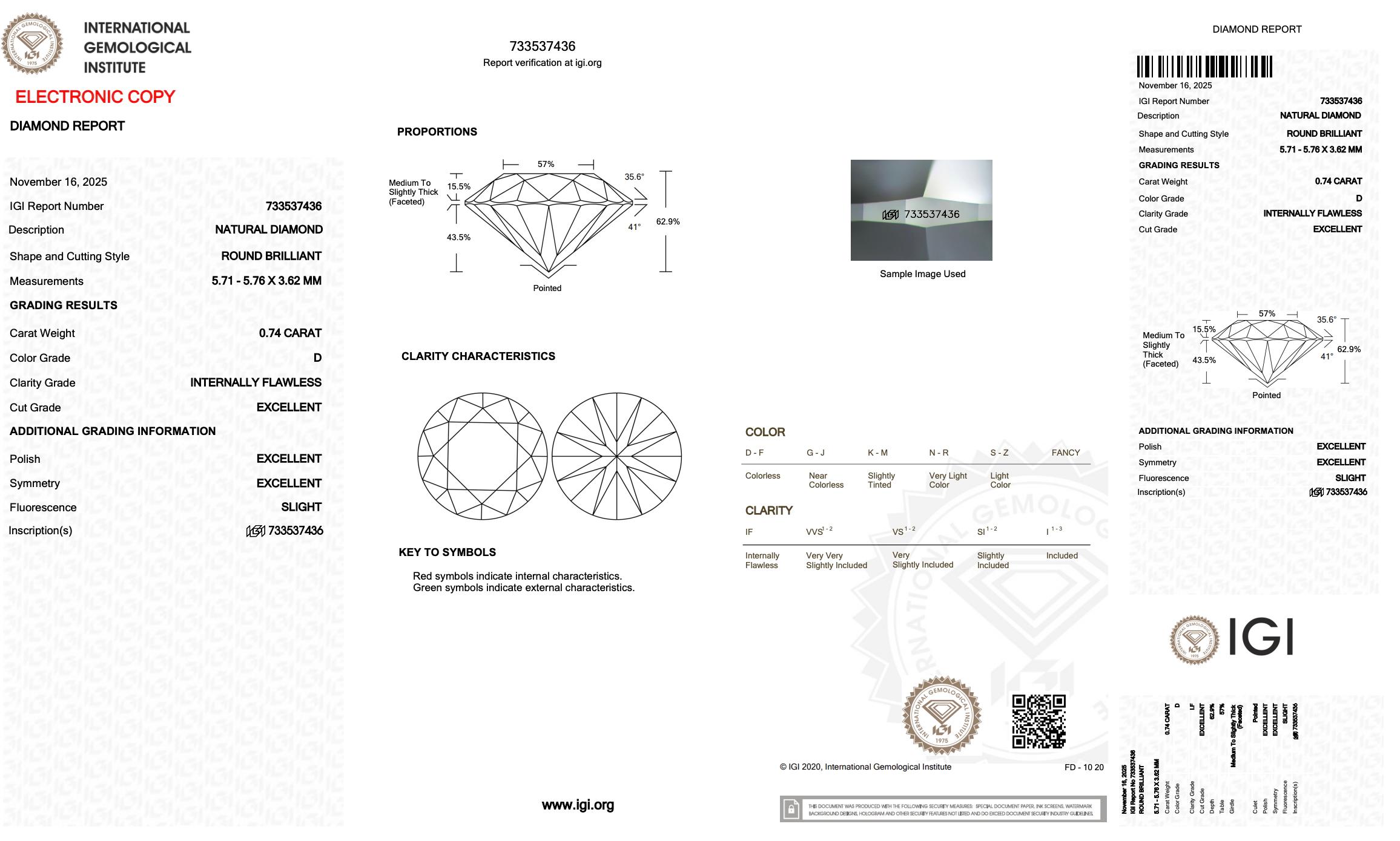 Taglio rotondo Coppia di diamanti rotondi Nature da 1,45 carati - certificati IGI in vendita