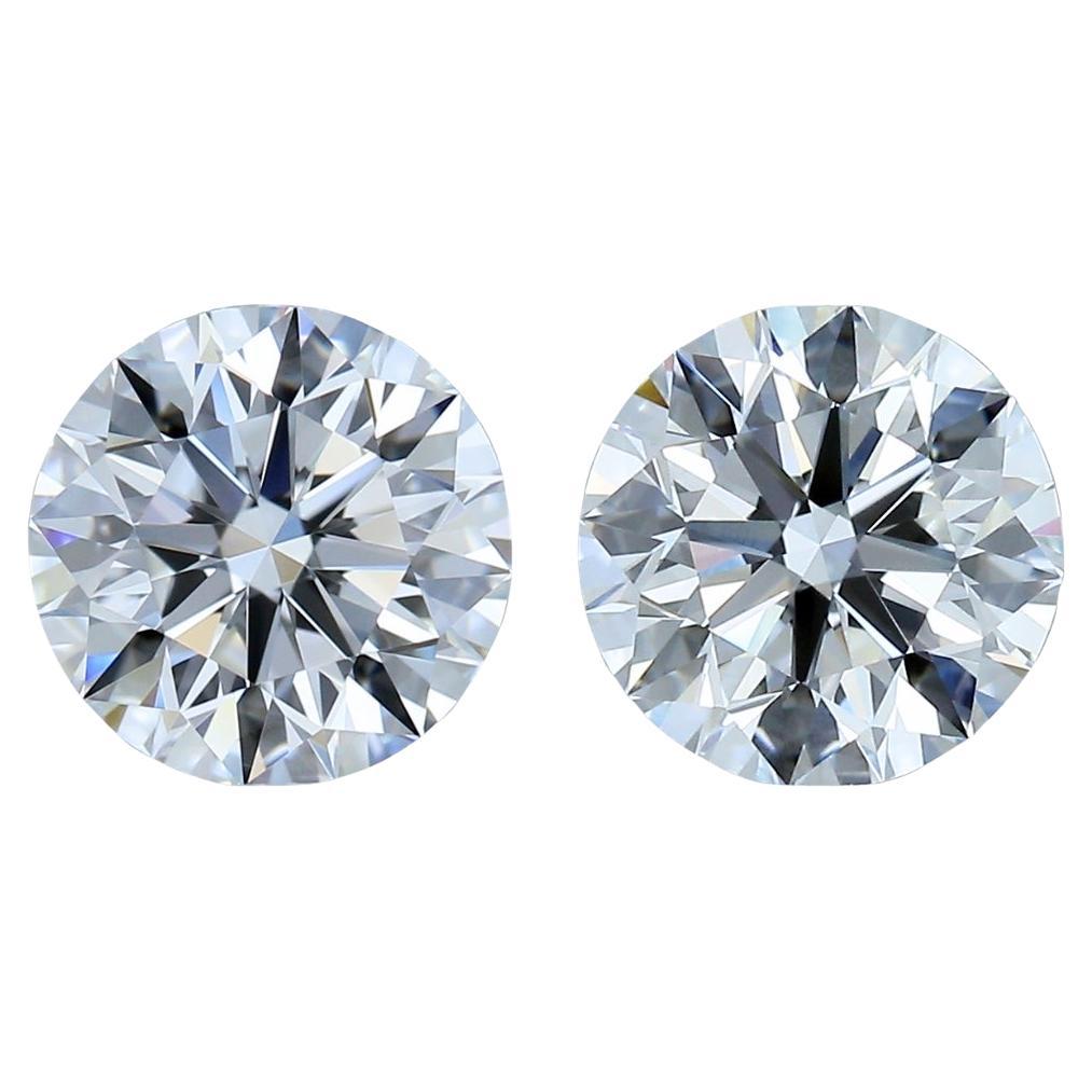 Coppia di diamanti rotondi Nature da 1,45 carati - certificati IGI