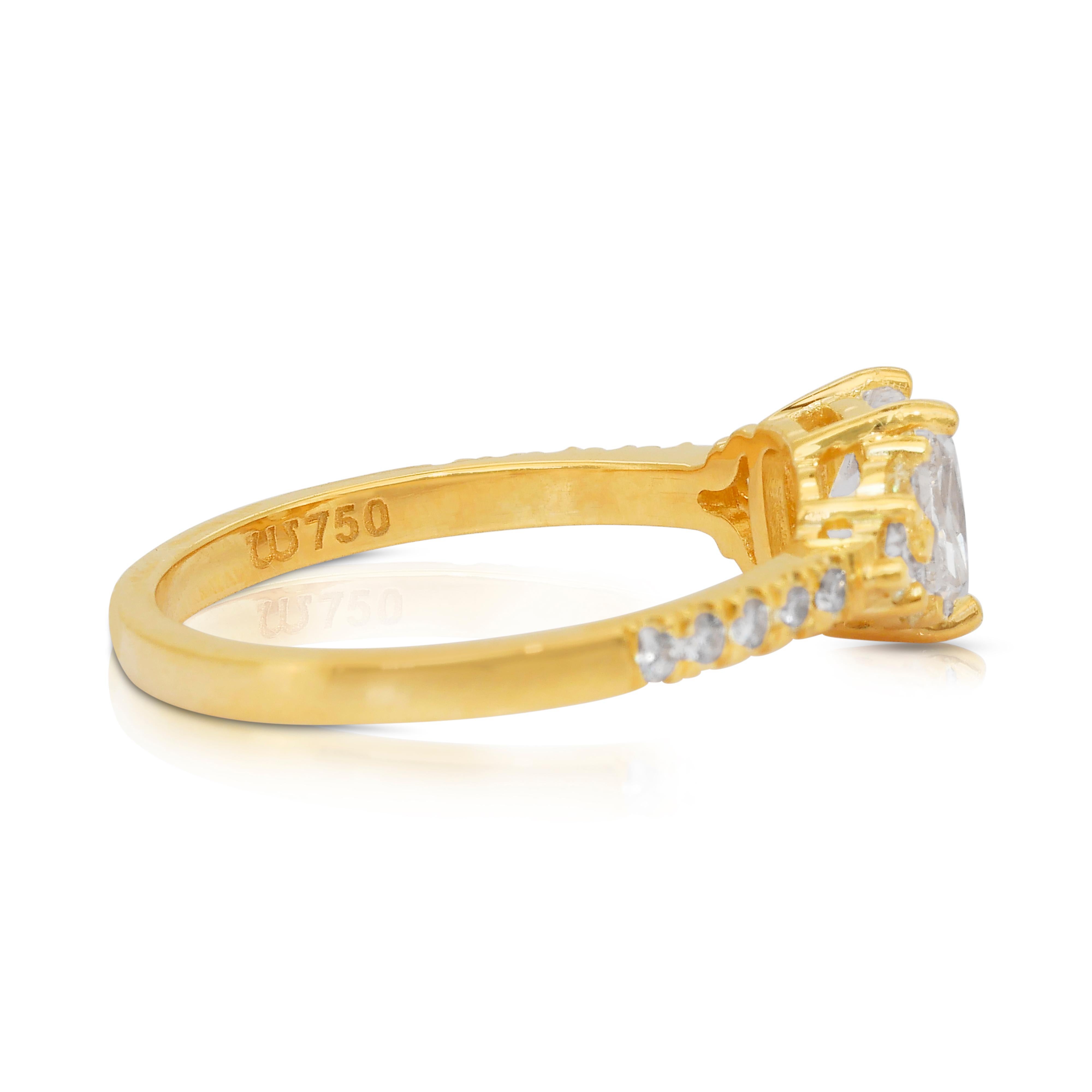 Brilliant 1.46ct Diamonds Pave Ring in 18k Yellow Gold - IGI Certified In New Condition For Sale In רמת גן, IL