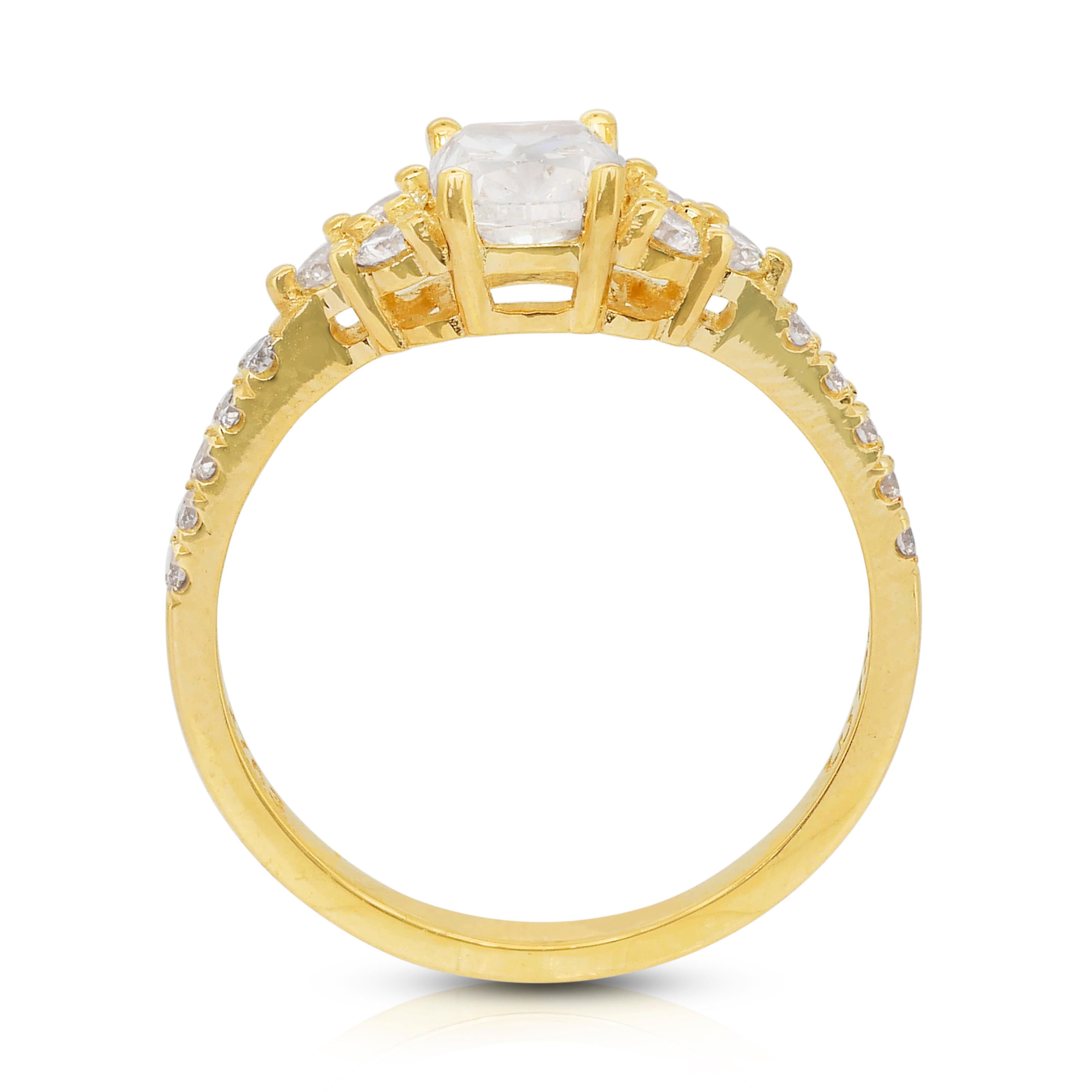 Brilliant 1.46ct Diamonds Pave Ring in 18k Yellow Gold - IGI Certified For Sale 4