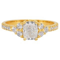 Bague pavée de diamants brillants de 1,46ct en or jaune 18k - Certifiée IGI