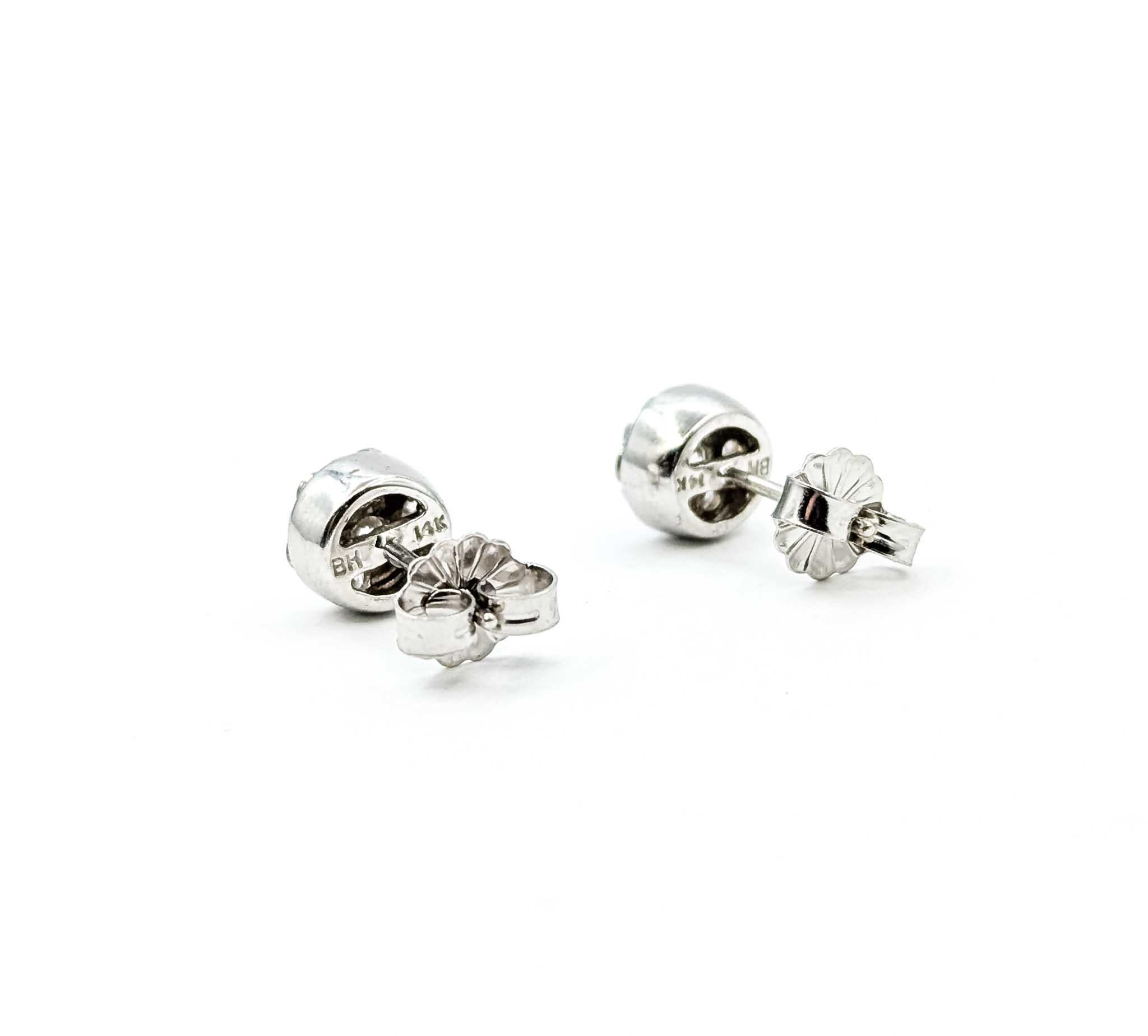De las mujeres Pendientes brillantes de oro blanco de 14k con racimo de diamantes en venta