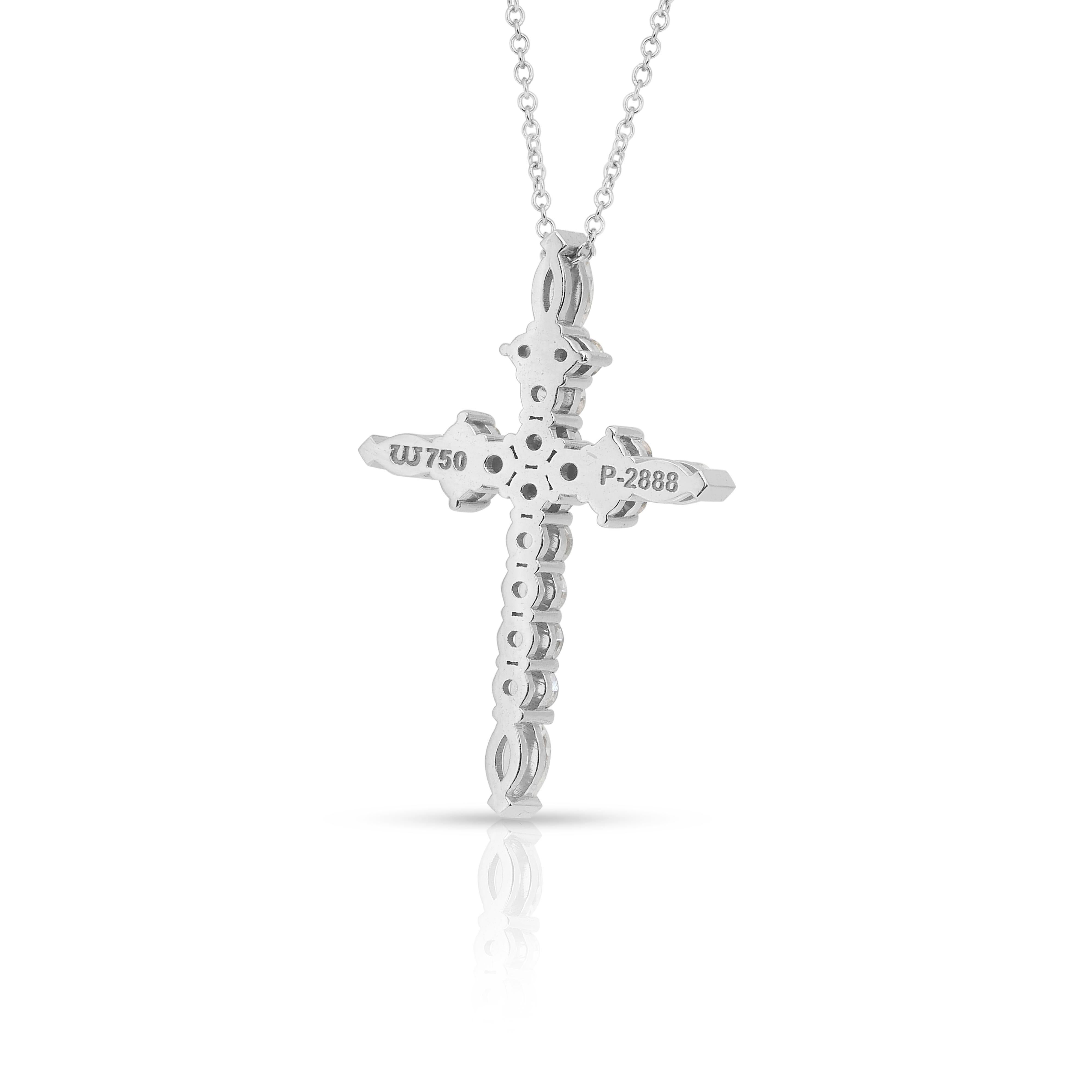 Collana con diamanti Brilliante 1,62ct e ciondolo a croce in oro bianco 18k in vendita 4