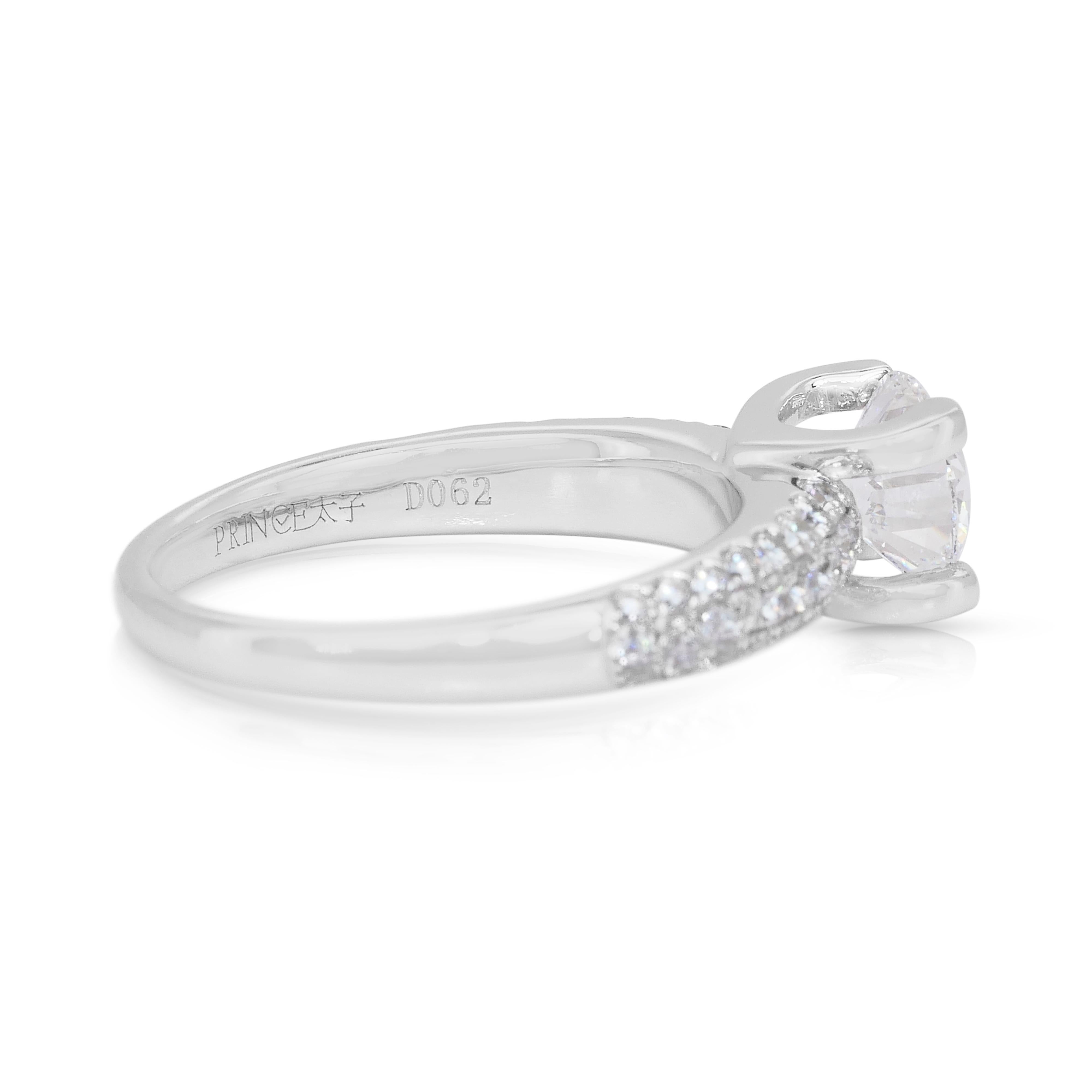 Brilliant 1.75ct Diamonds Pave Ring in 18k White Gold - IGI Certified Neuf - En vente à רמת גן, IL