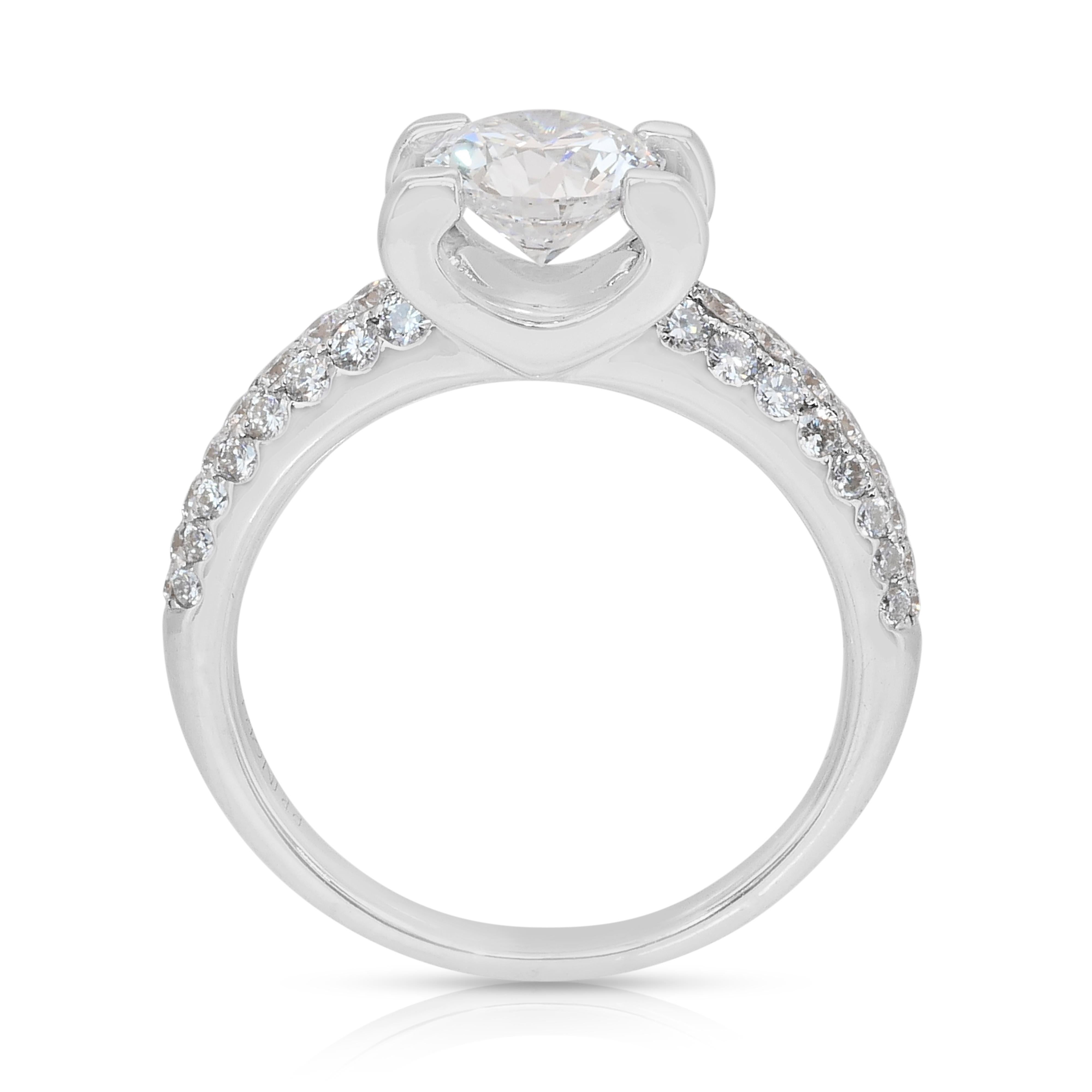 Brilliant 1.75ct Diamonds Pave Ring in 18k White Gold - IGI Certified en vente 4