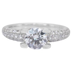 Brilliant 1.75ct Diamonds Pave Ring in 18k White Gold - IGI Certified