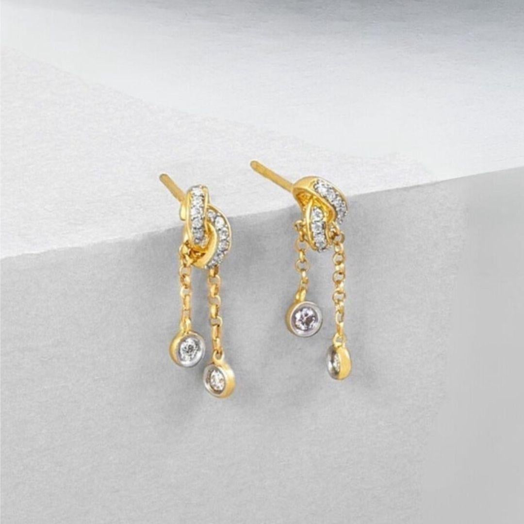 Brillante 18K Gold Diamant Charms Tropfen Ohrringe (Zeitgenössisch) im Angebot