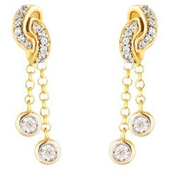 Pendientes Colgantes de Diamantes Brillantes de Oro de 18 K