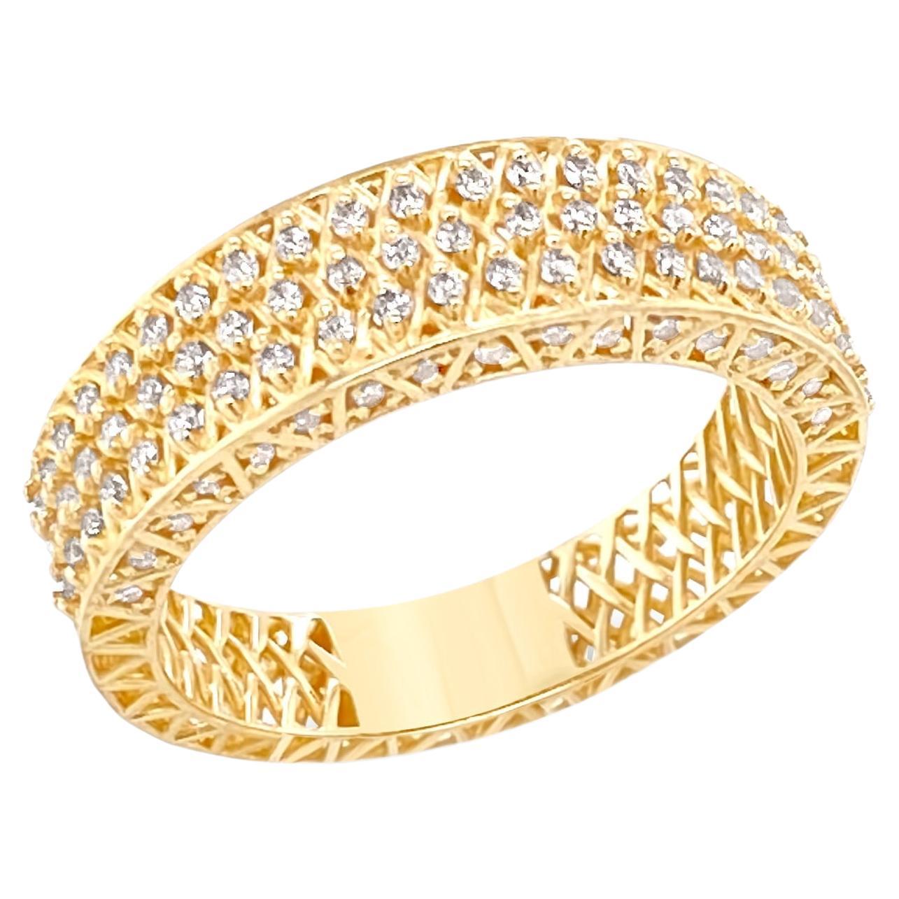 Brilliant 18K Gold Eternity Band with Multi-Diamond Design For Sale