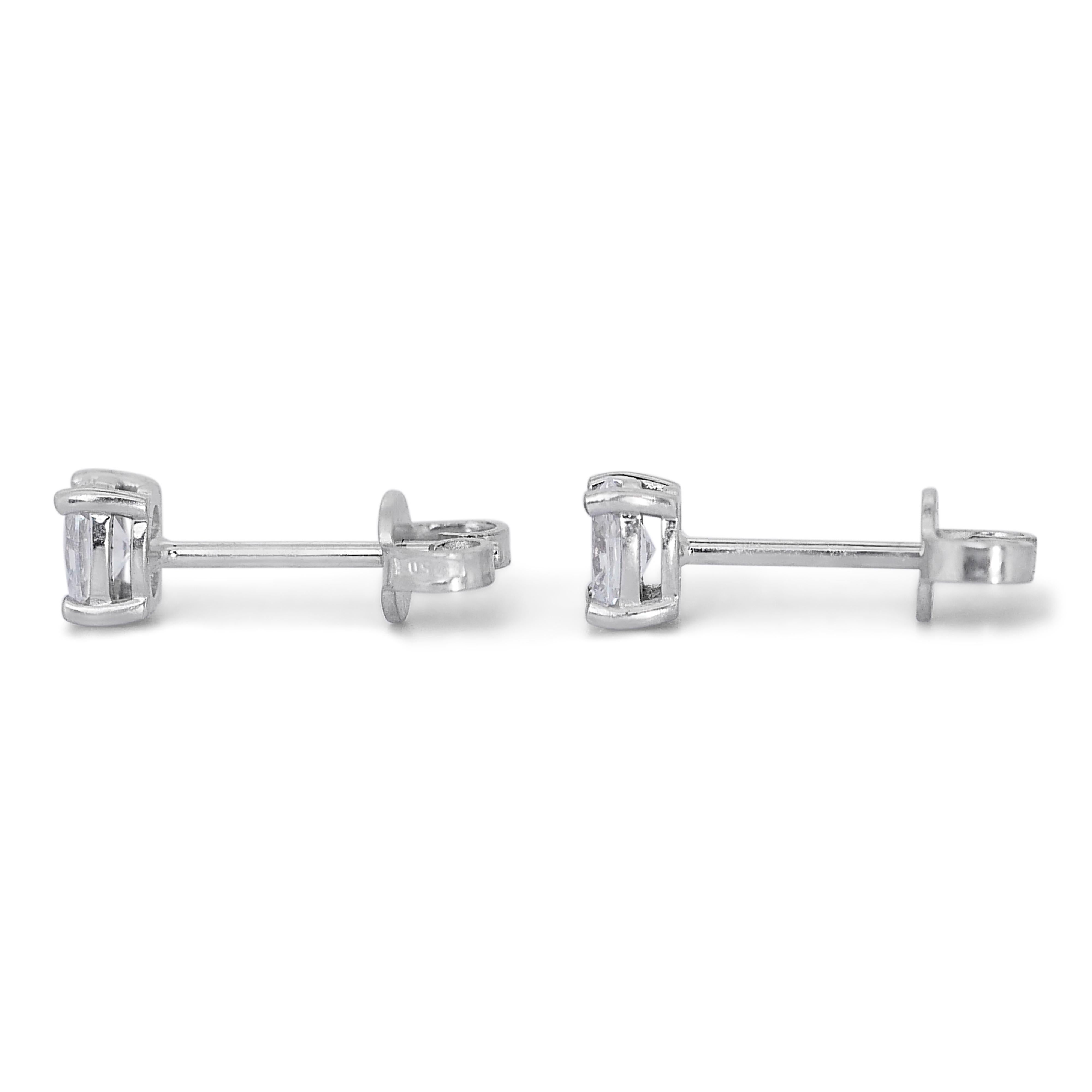 Brilliant 18K White Gold Natural Diamonds Stud Earrings w/1.41 Carat - GIA Cert In New Condition For Sale In רמת גן, IL