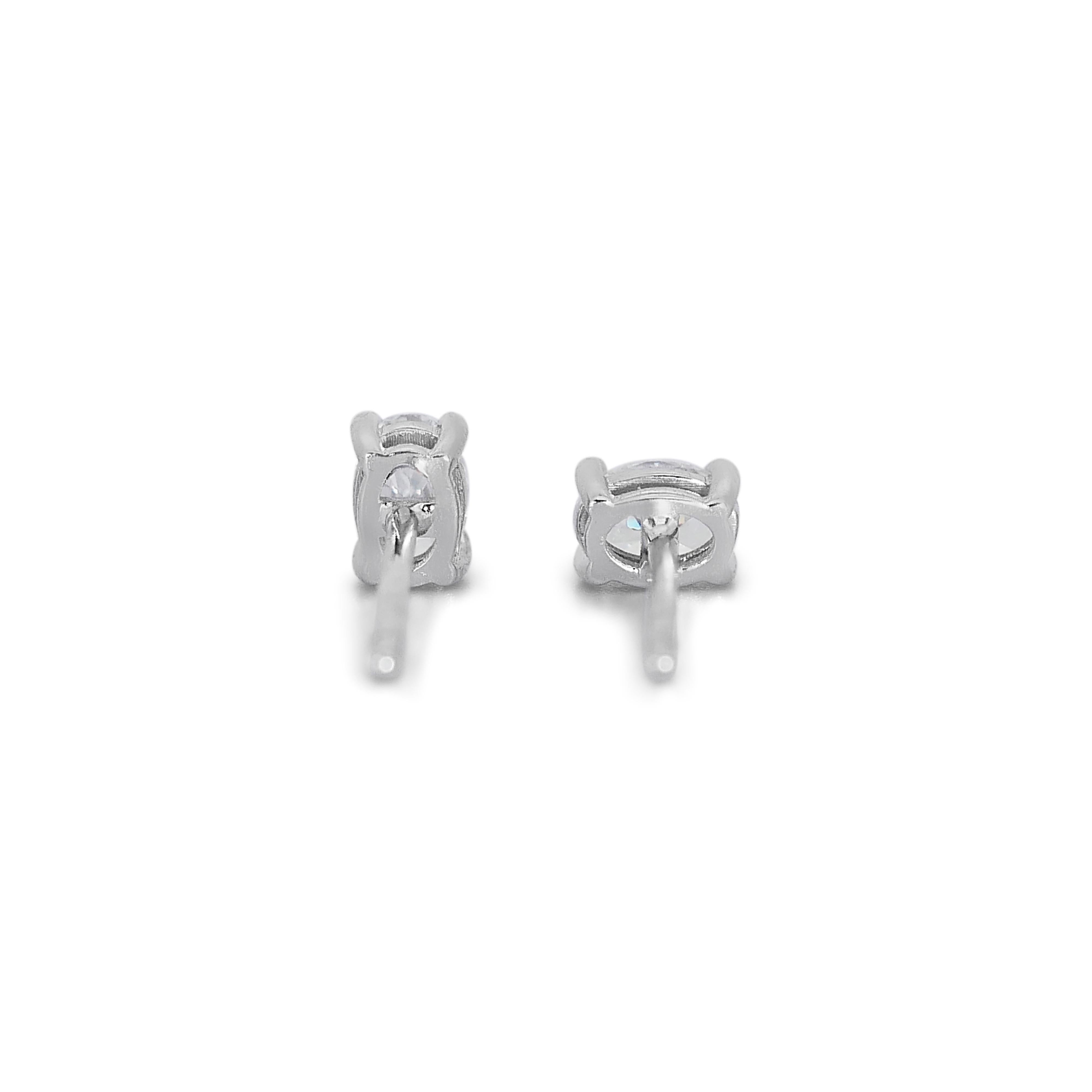 Brilliant 18K White Gold Natural Diamonds Stud Earrings w/1.41 Carat - GIA Cert For Sale 2